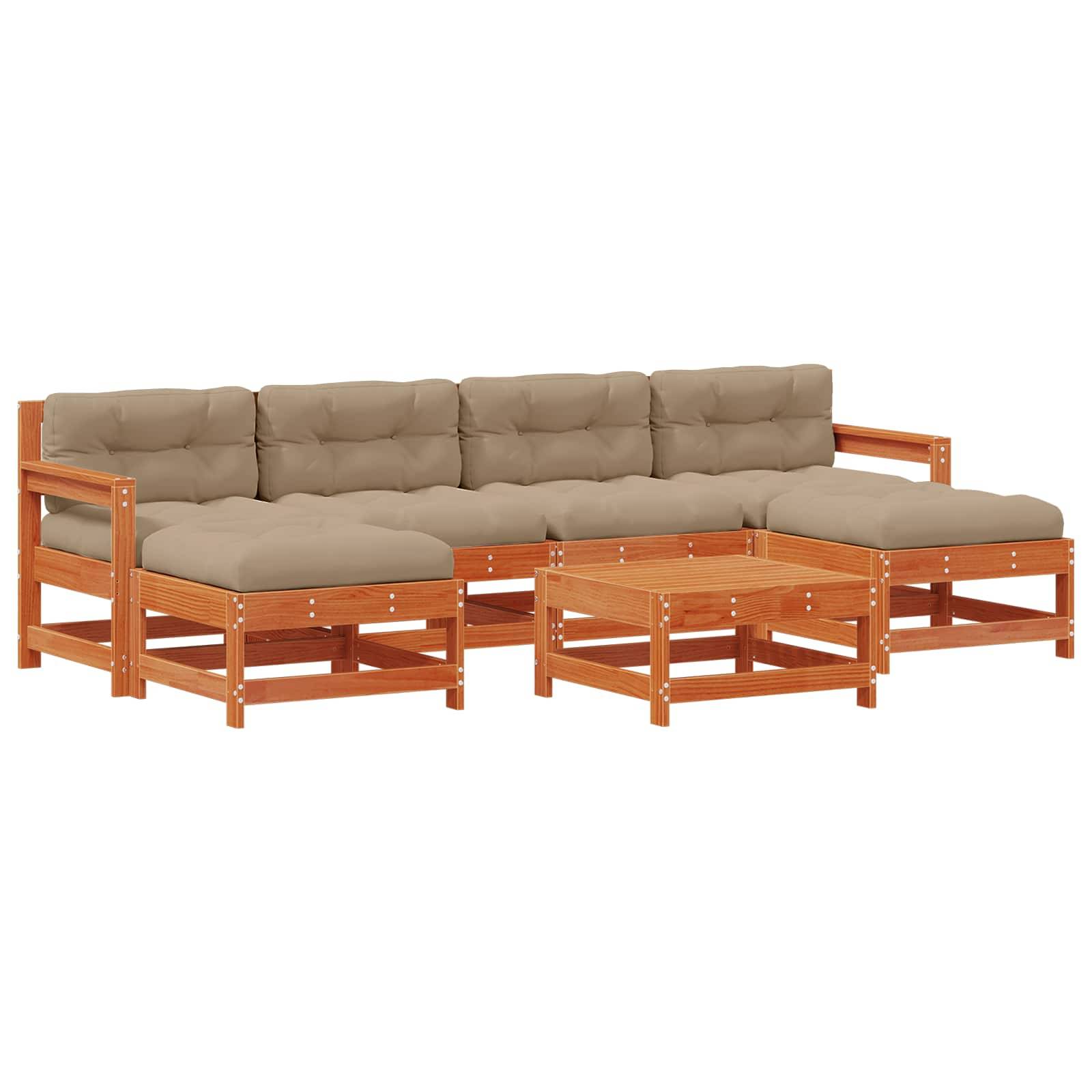 vidaXL Garten-Lounge-Set 7 pcs Wachsbraun Massives Kiefernholz
