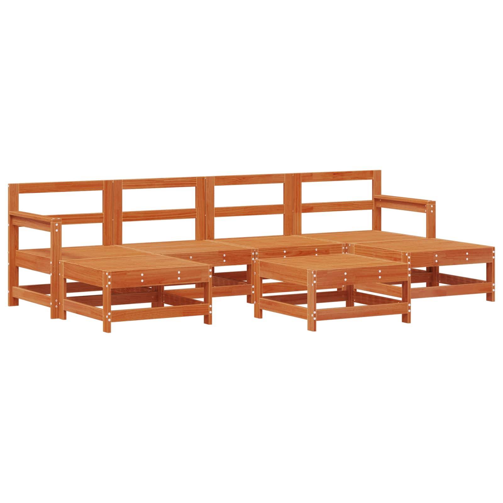 vidaXL Garten-Lounge-Set 7 pcs Wachsbraun Massives Kiefernholz