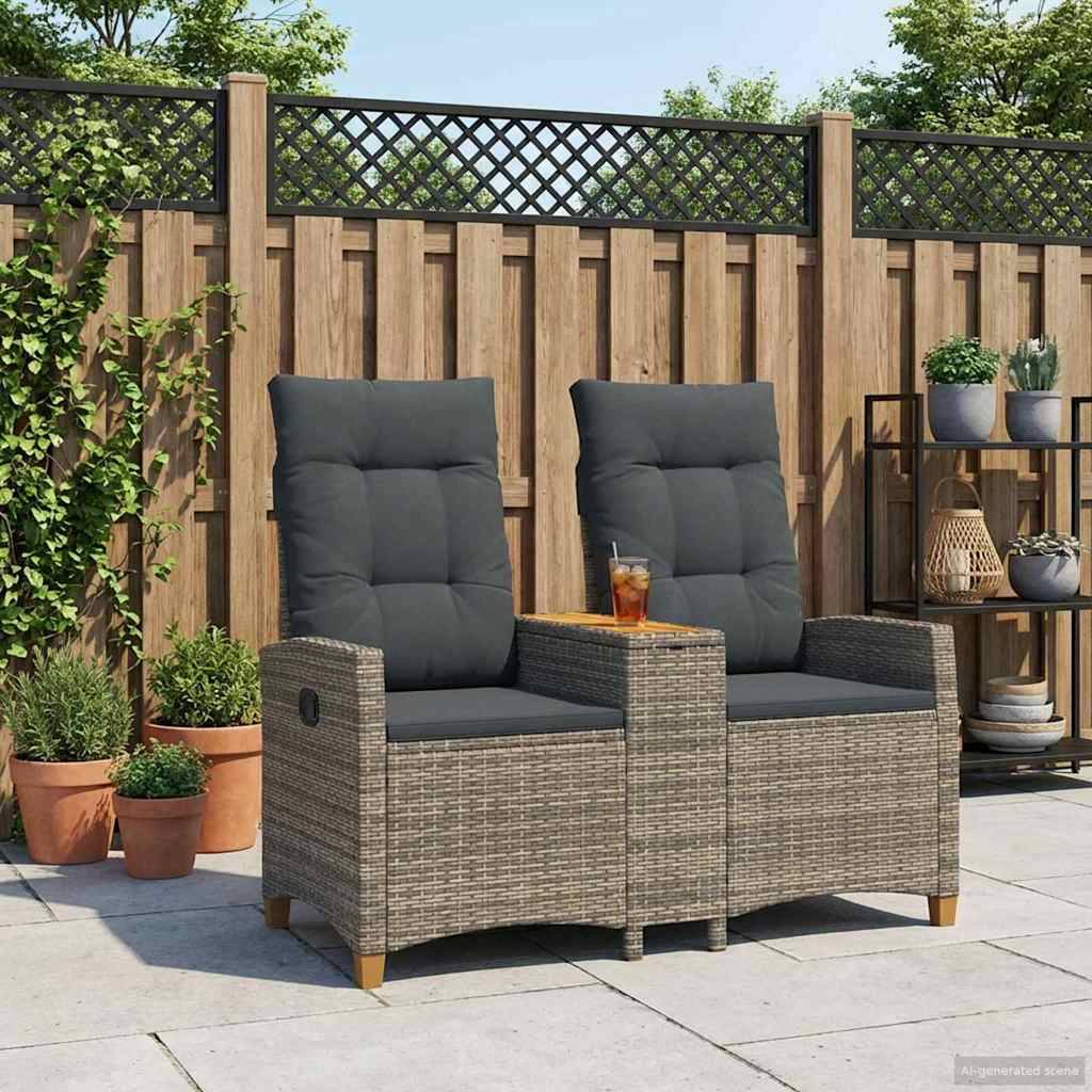 vidaXL Liegebank mit Tisch Grau und Dunkelgrau 126 x 65 x 112 cm
