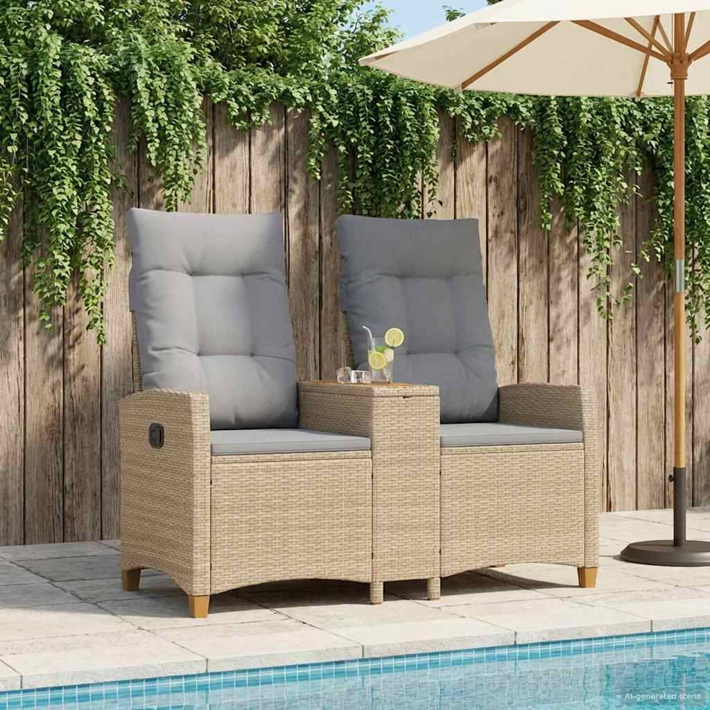 vidaXL Liegebank mit Tisch Beige und Hellgrau 126 x 65 x 112 cm