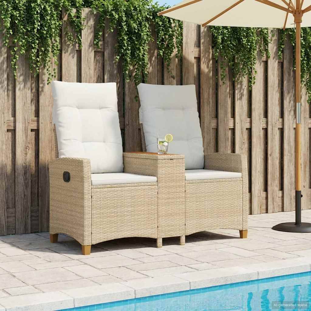 vidaXL Liegebank mit Tisch Beige und Cremeweiß 126 x 65 x 112 cm