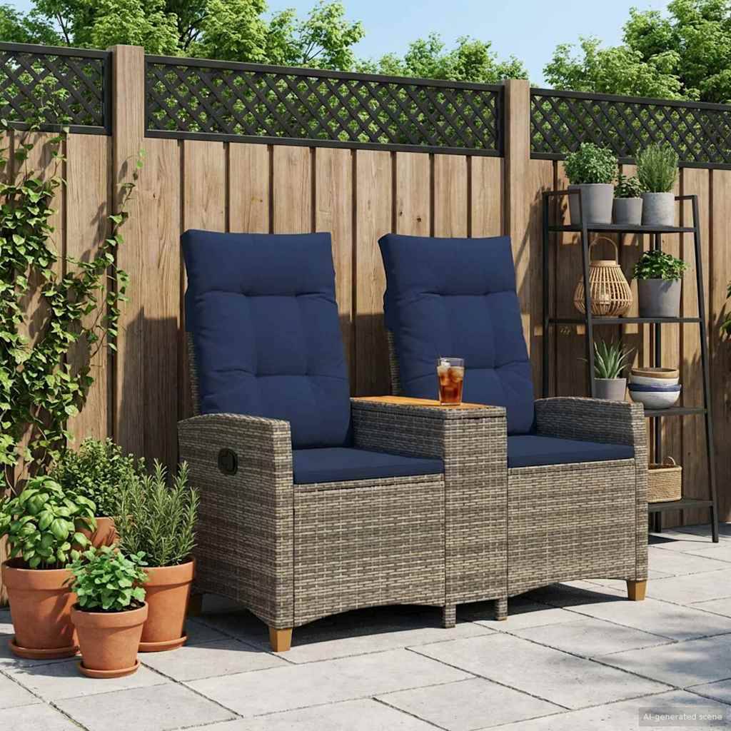 vidaXL Liegebank mit Tisch Grau und Marineblau 126 x 65 x 112 cm