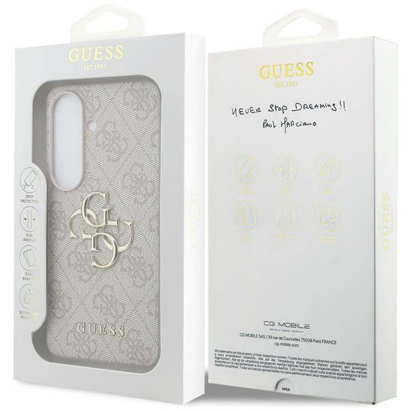 Guess Hülle rosa Galaxy S26 Plus Kunstleder Big Logo goldfarben Metall