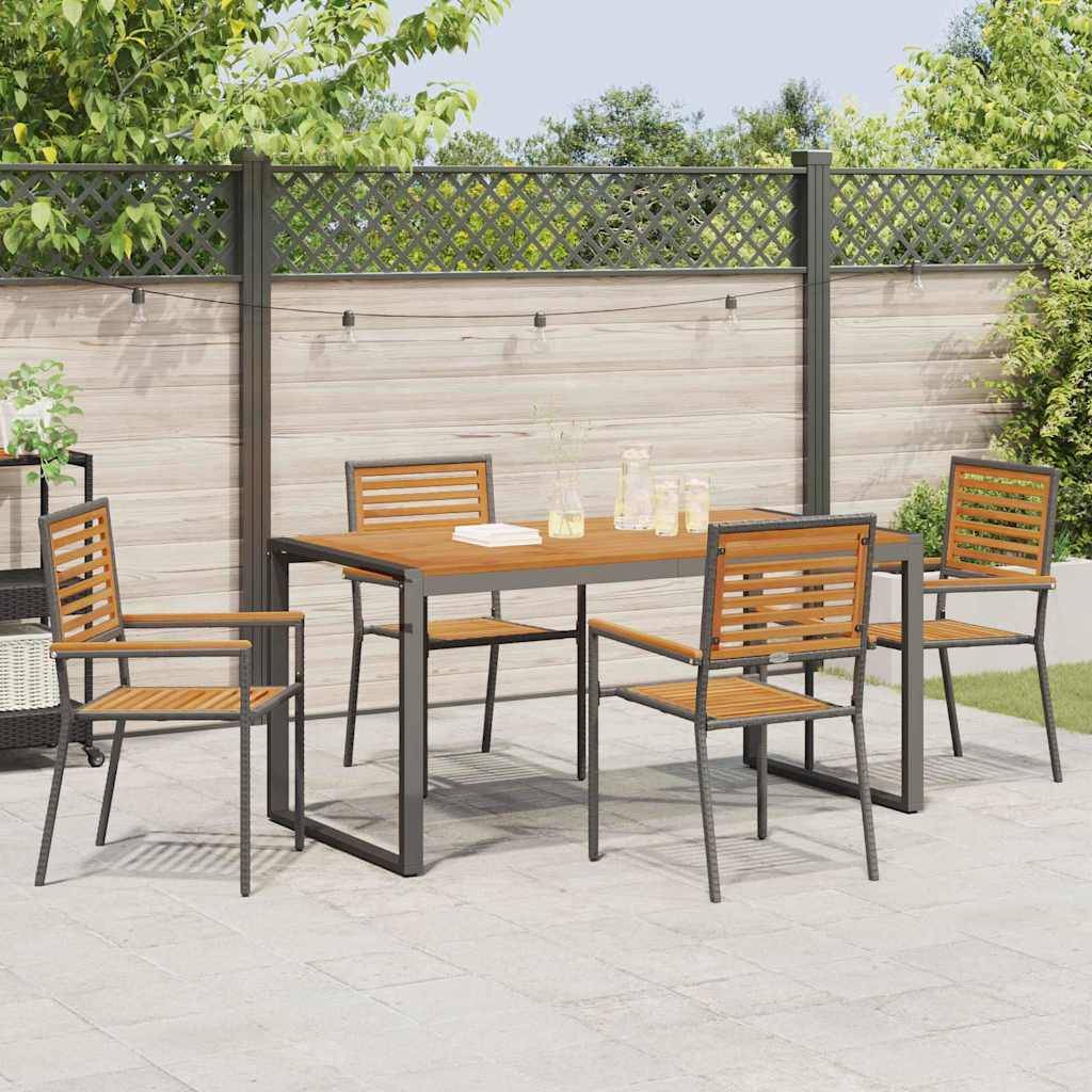 vidaXL Garten Essgruppe 5 pcs Schwarz und Braun Poly-Rattan