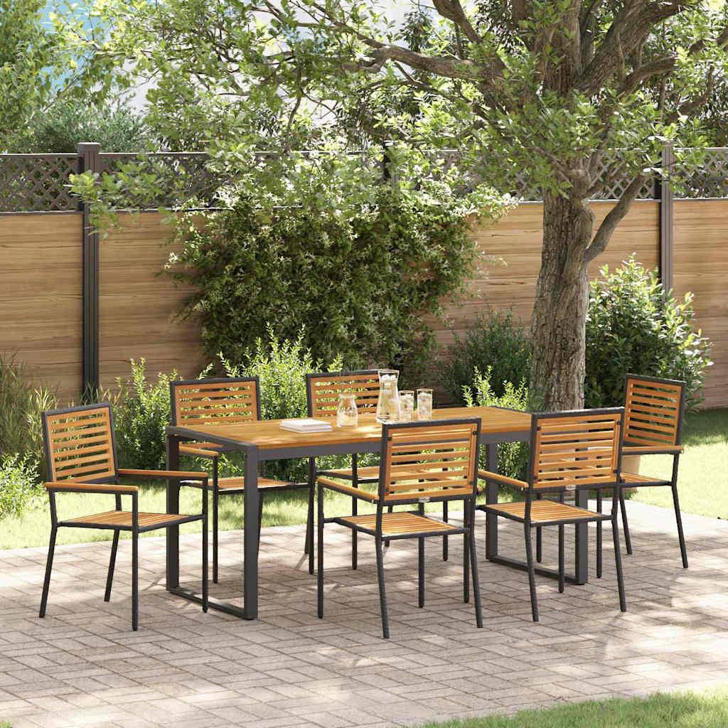 vidaXL Garten Essgruppe 7 pcs Schwarz und Braun Poly-Rattan