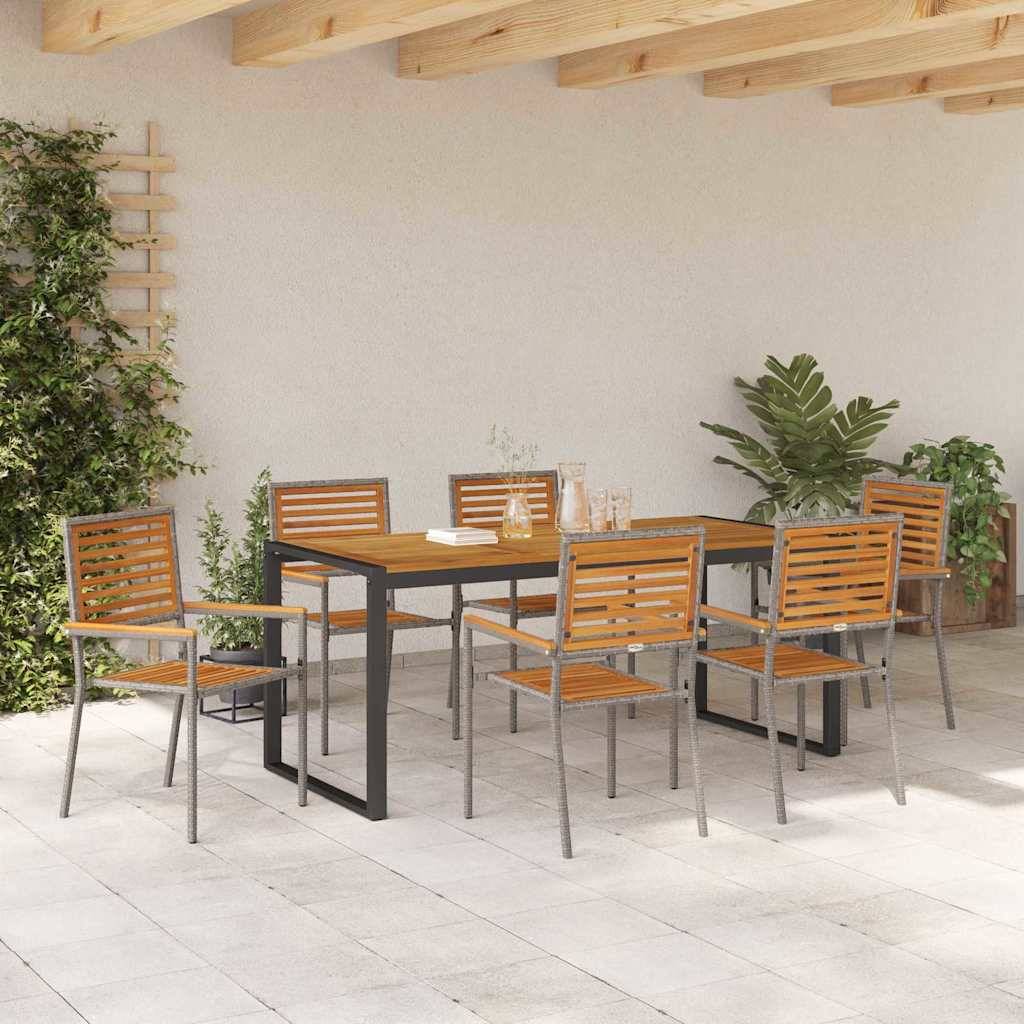 vidaXL Garten Essgruppe 7 pcs Grau und Braun Poly-Rattan