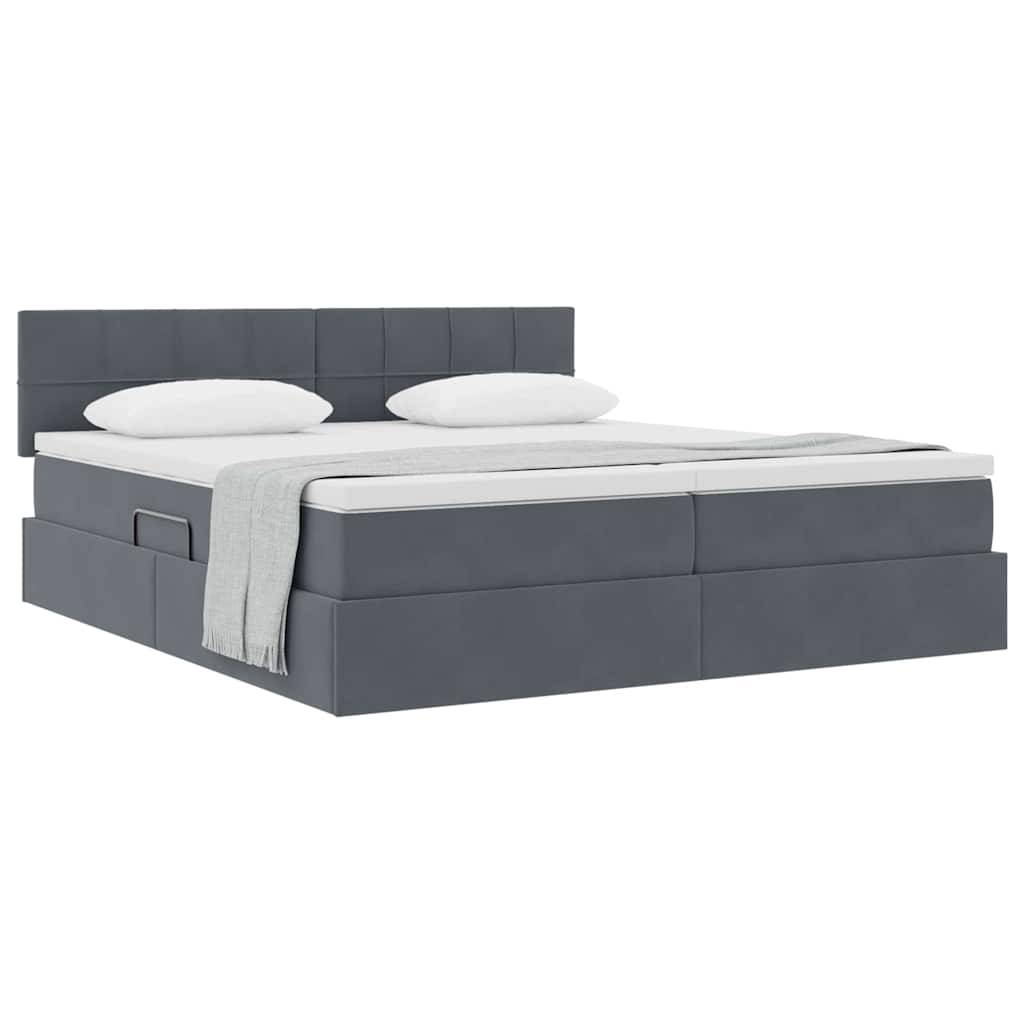 vidaXL Aufbewahrungsbett mit Matratze Dunkelgrau 90 x 200 cm