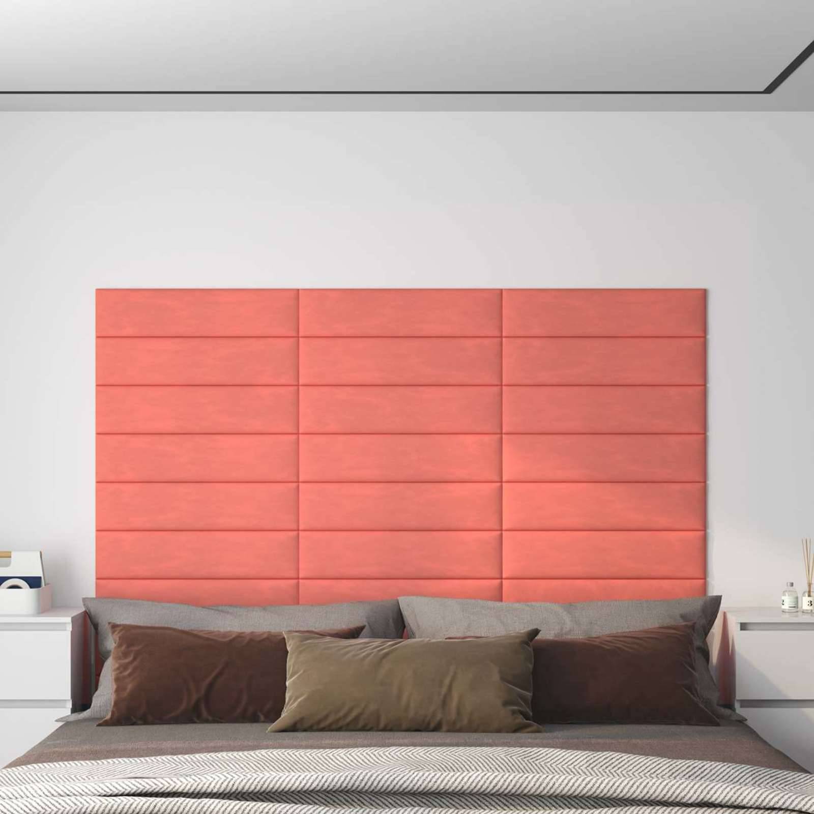 vidaXL Wandkopfteilen 12 pcs Rosa 60 x 15 cm Samt