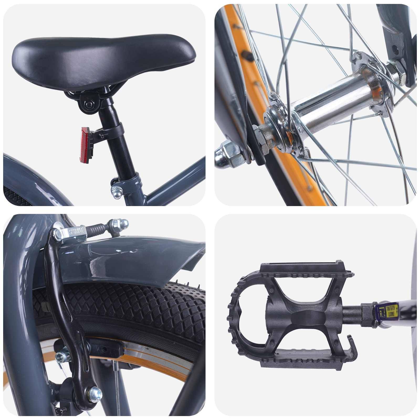 vidaXL Kinderfahrrad 22 Zoll für 7-12 Jahre alt Dunkelgrau