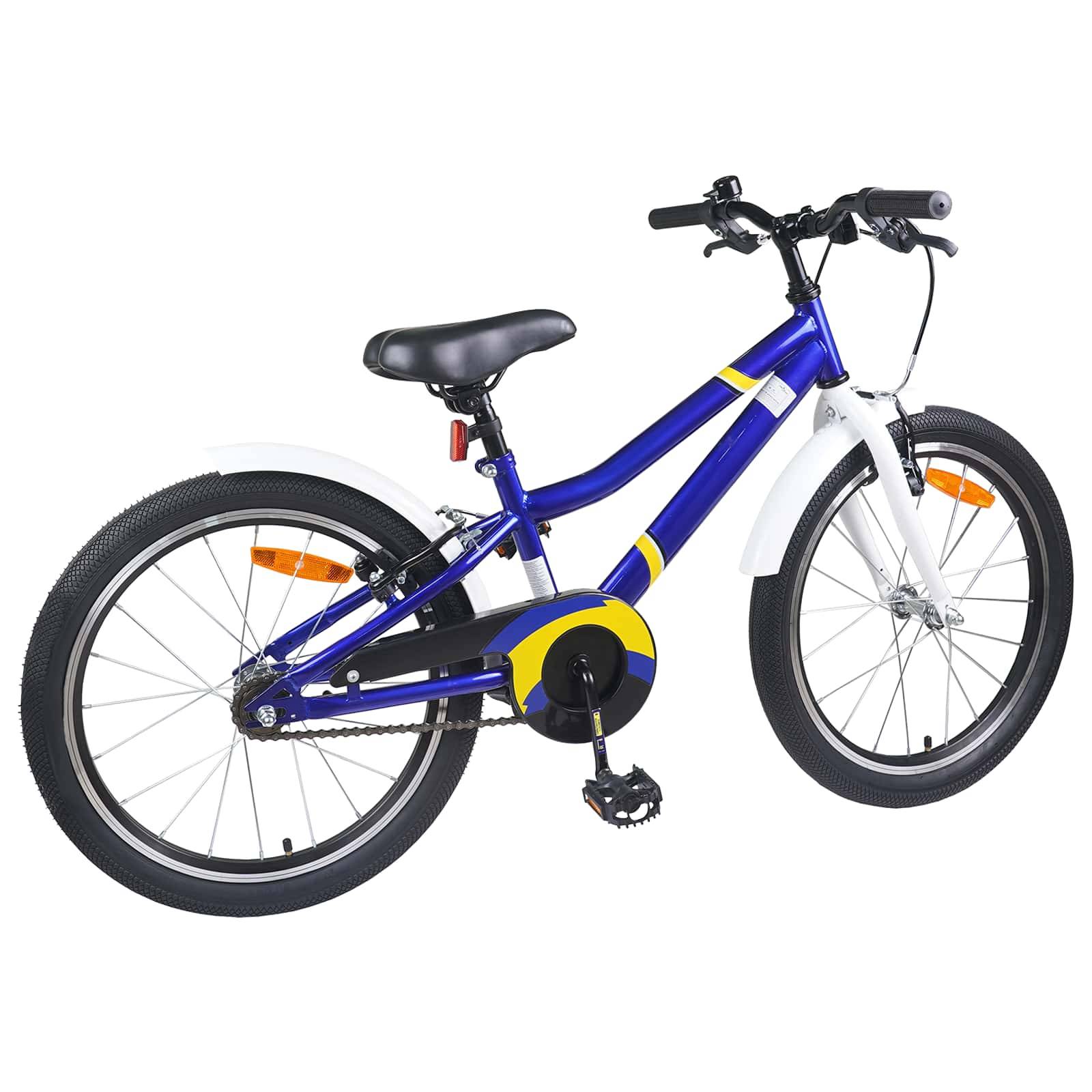 vidaXL Kinderfahrrad 18 Zoll für 5-7 Jahre alt Blau Weiß