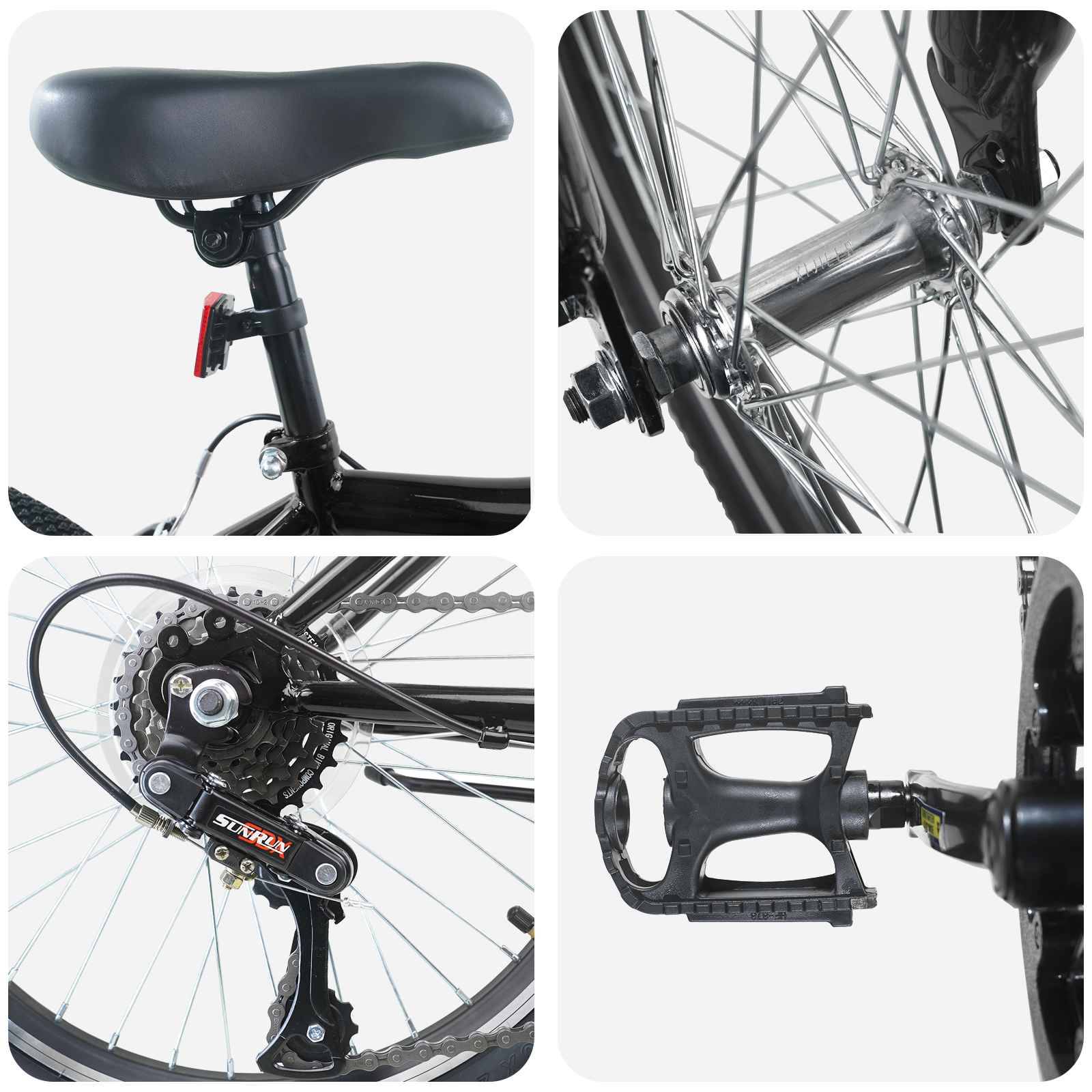 vidaXL Kinderfahrrad 20 Zoll 6-Speed für 6-11 Jahre alt Schwarz