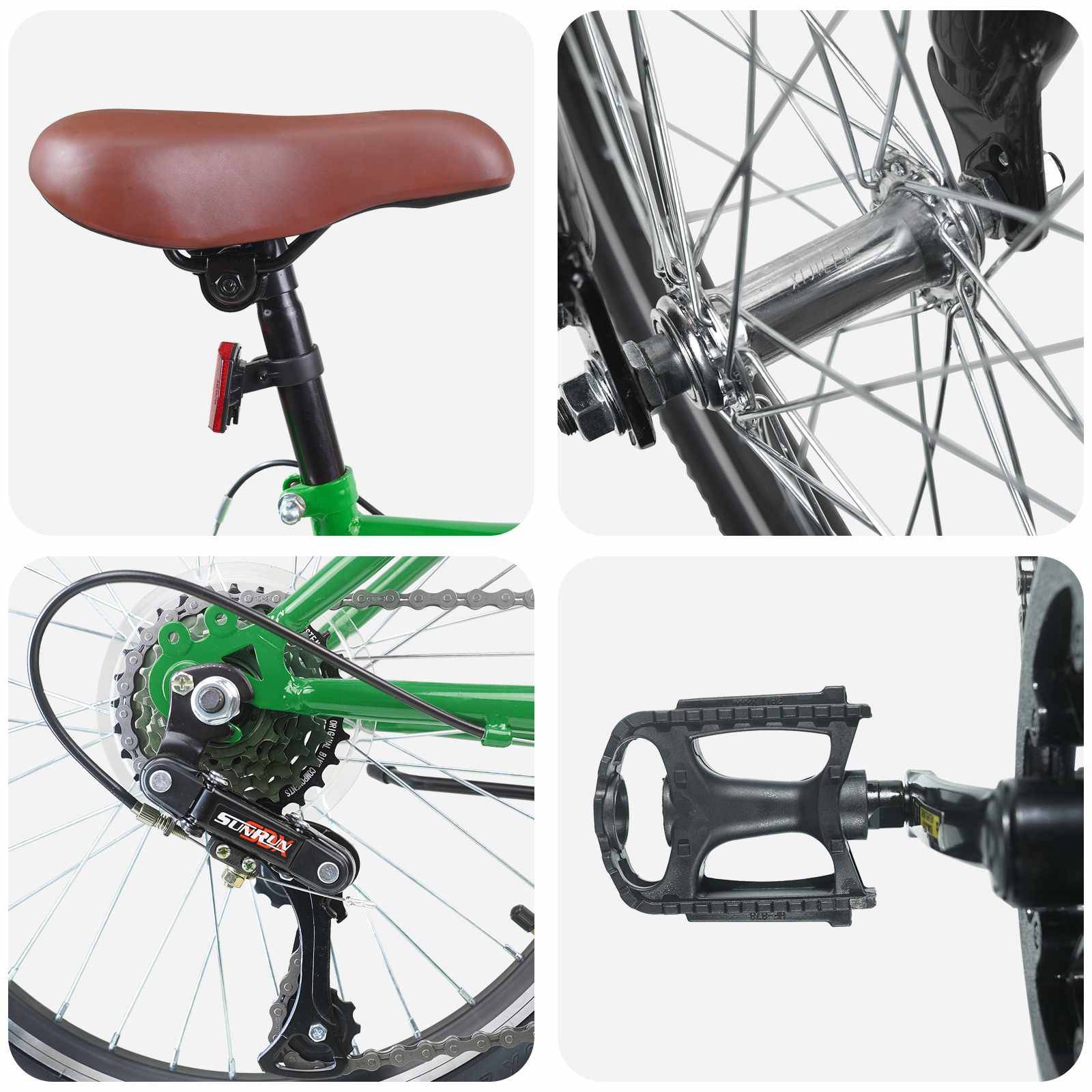 vidaXL Kinderfahrrad 24 Zoll 6-Speed für 8-12 Jahre alt Grün