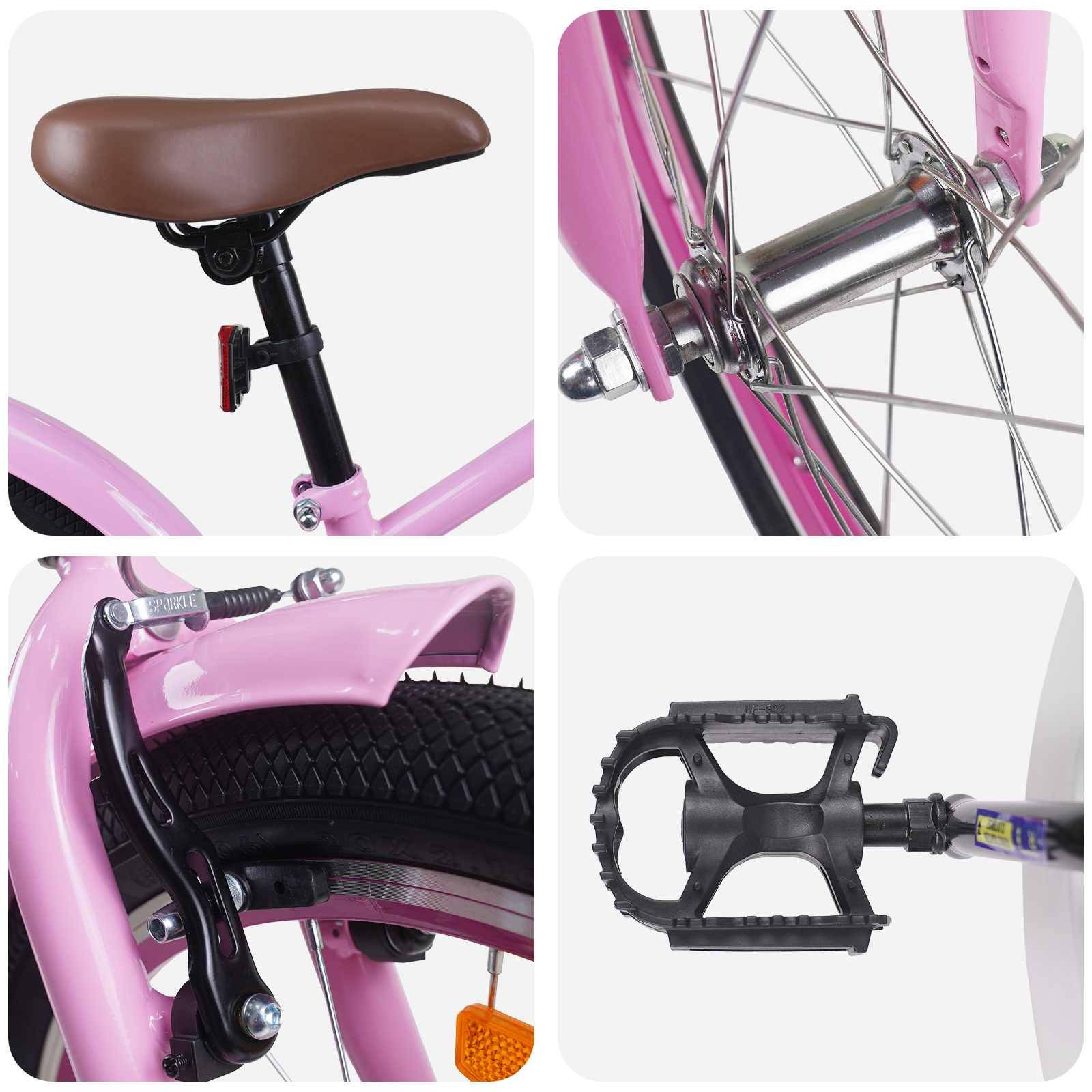 vidaXL Kinderfahrrad 18 Zoll für 5-7 Jahre alt Hellrosa