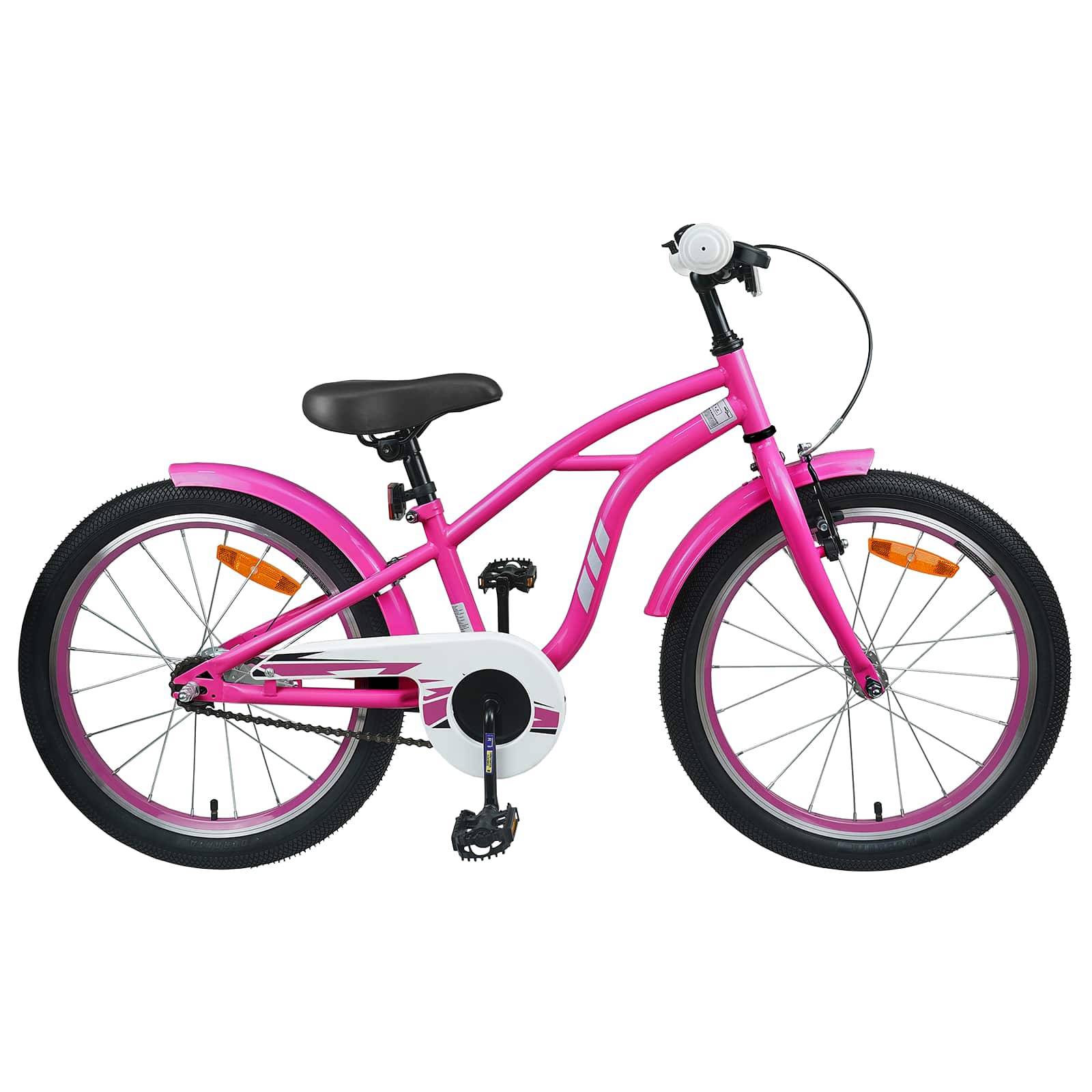 vidaXL Kinderfahrrad 18 Zoll für 5-7 Jahre alt Dunkelrosa