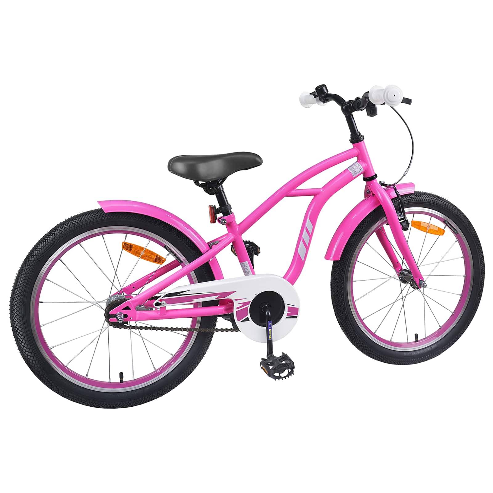 vidaXL Kinderfahrrad 18 Zoll für 5-7 Jahre alt Dunkelrosa