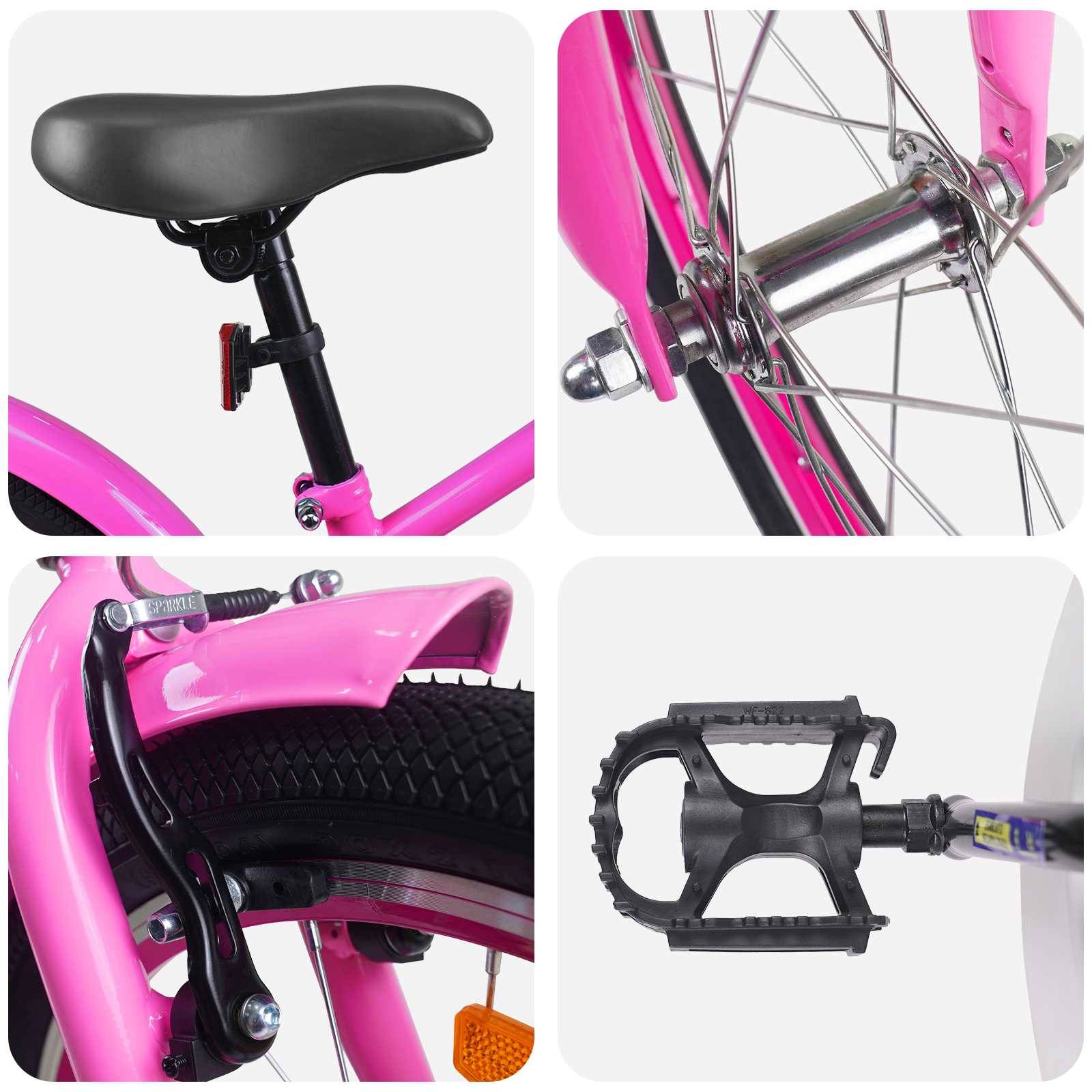 vidaXL Kinderfahrrad 18 Zoll für 5-7 Jahre alt Dunkelrosa