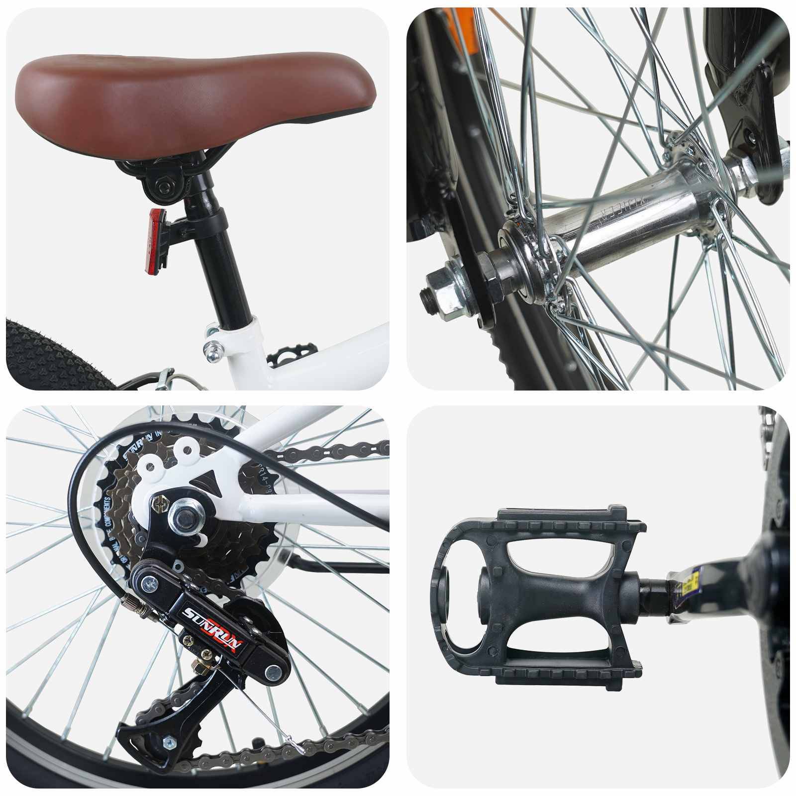 vidaXL Mountainbike 20 Zoll 6-Gang für Kinder von 5 bis 8 Jahren Weiß