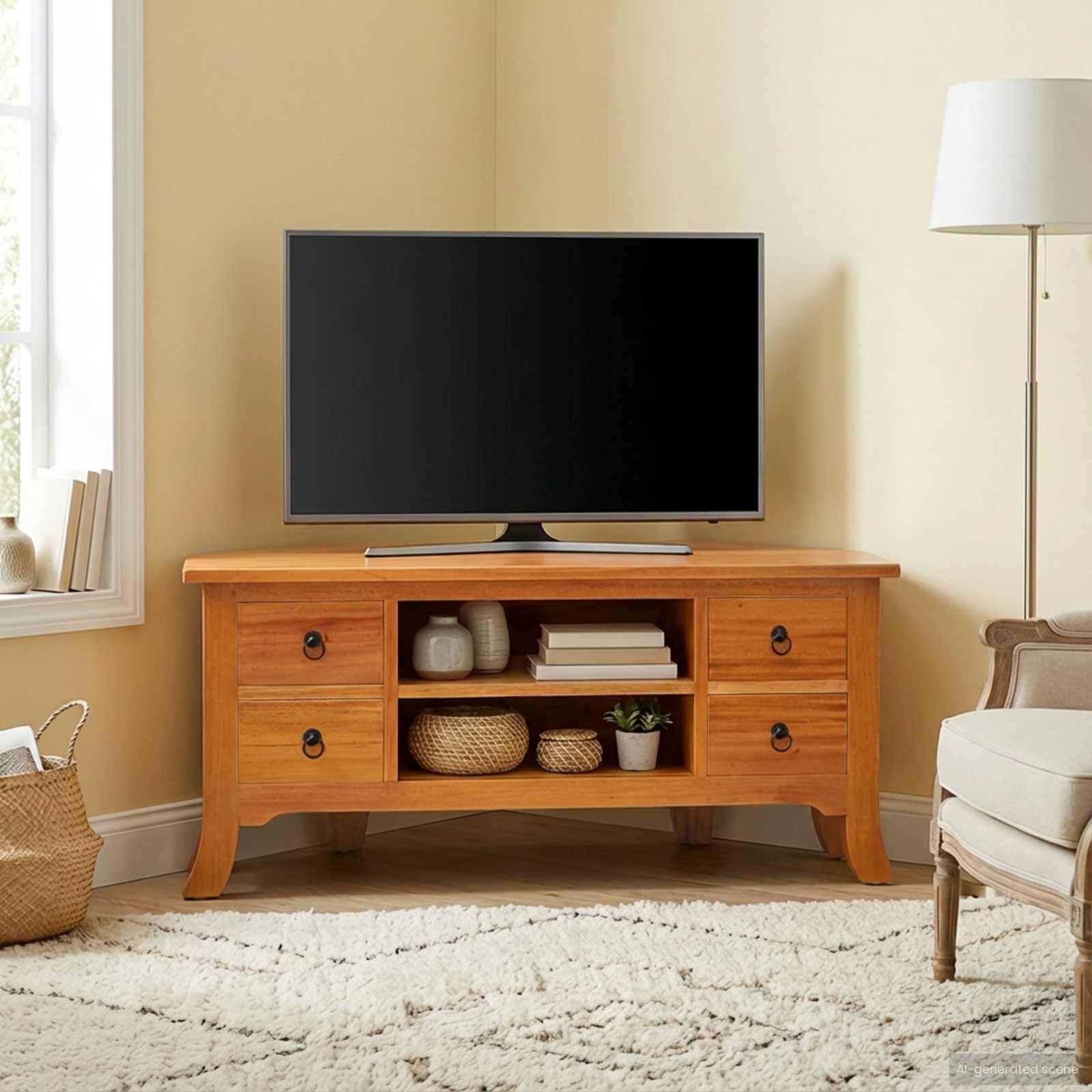 vidaXL TV-Schränk Natur 100 x 40,5 x 46 cm Massives Mahagoni Holz