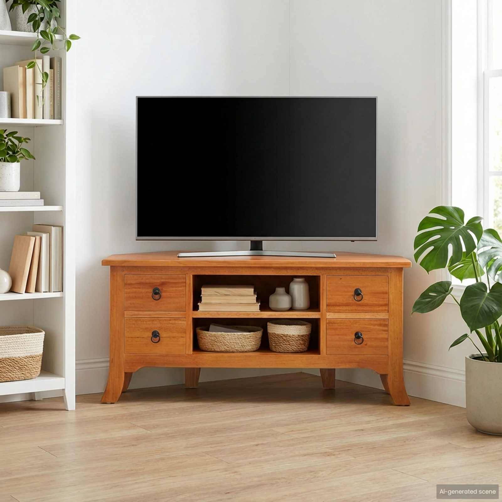 vidaXL TV-Schränk Natur 100 x 40,5 x 46 cm Massives Mahagoni Holz