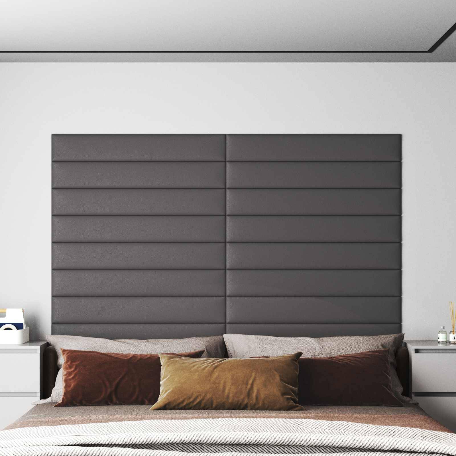 vidaXL Wandkopfteilen 12 pcs Grau 90 x 15 cm Stoff