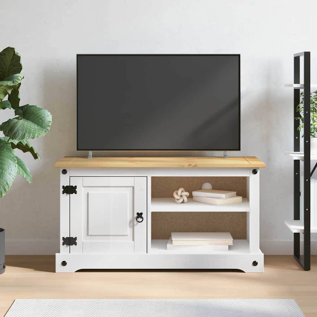vidaXL TV-Schränk Corona Weiß 100 x 40 x 52 cm Massives Kiefernholz