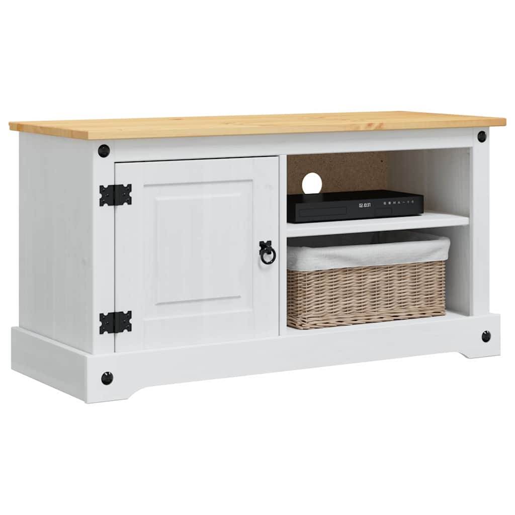 vidaXL TV-Schränk Corona Weiß 100 x 40 x 52 cm Massives Kiefernholz
