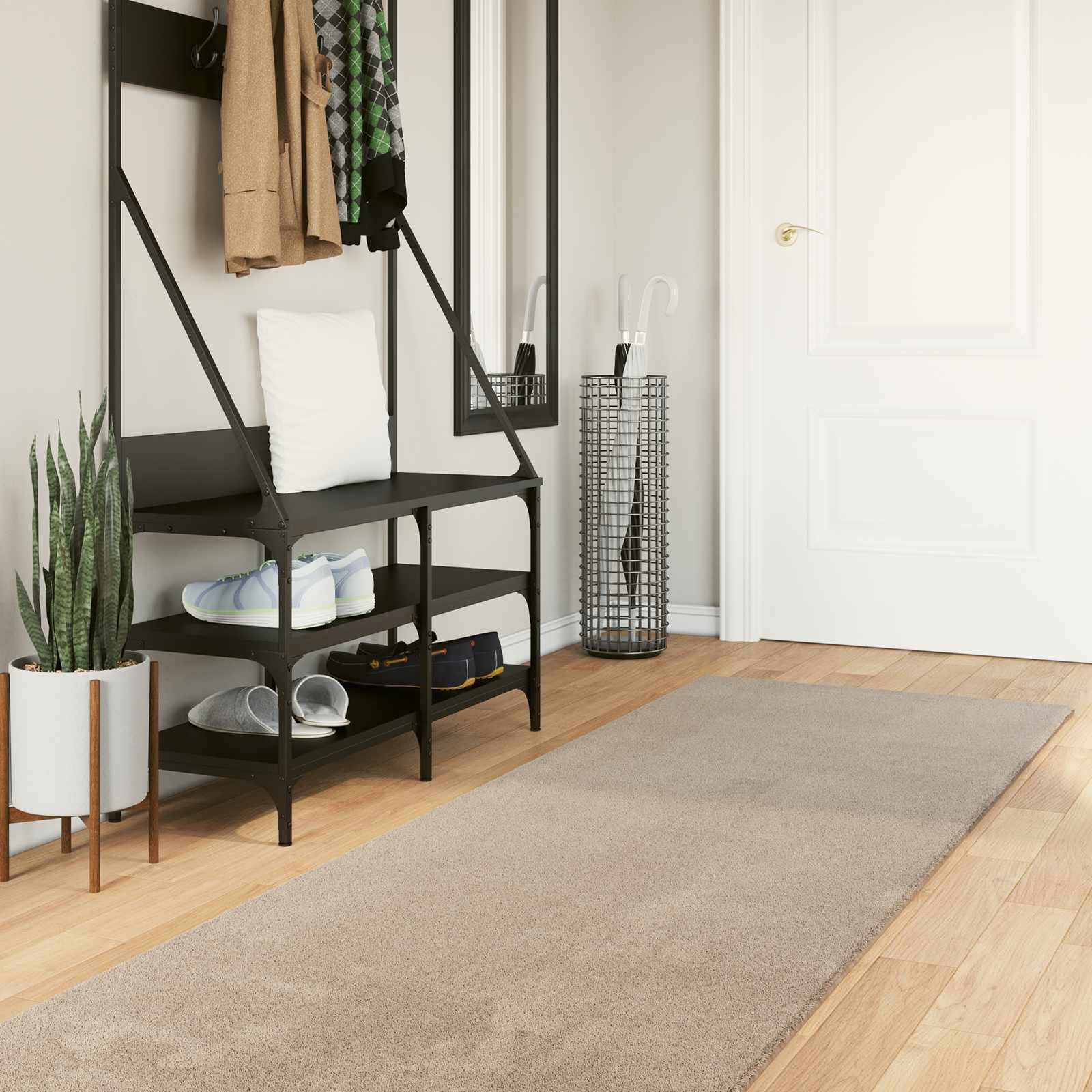 vidaXL Mittlerer Flor weicher und waschbarer Teppich HUARTE Sand