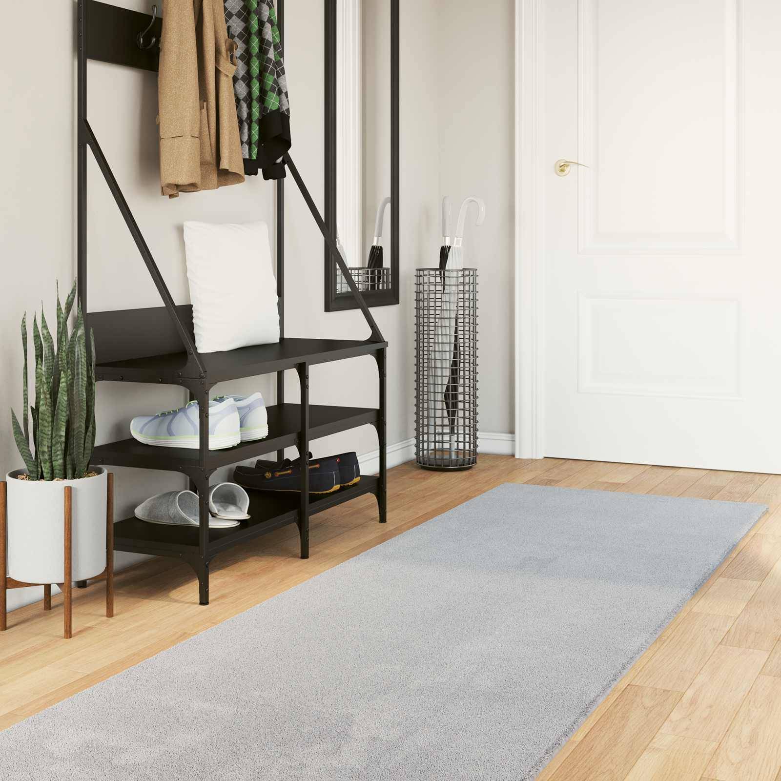 vidaXL Mittlerer Flor weicher und waschbarer Teppich HUARTE Grau