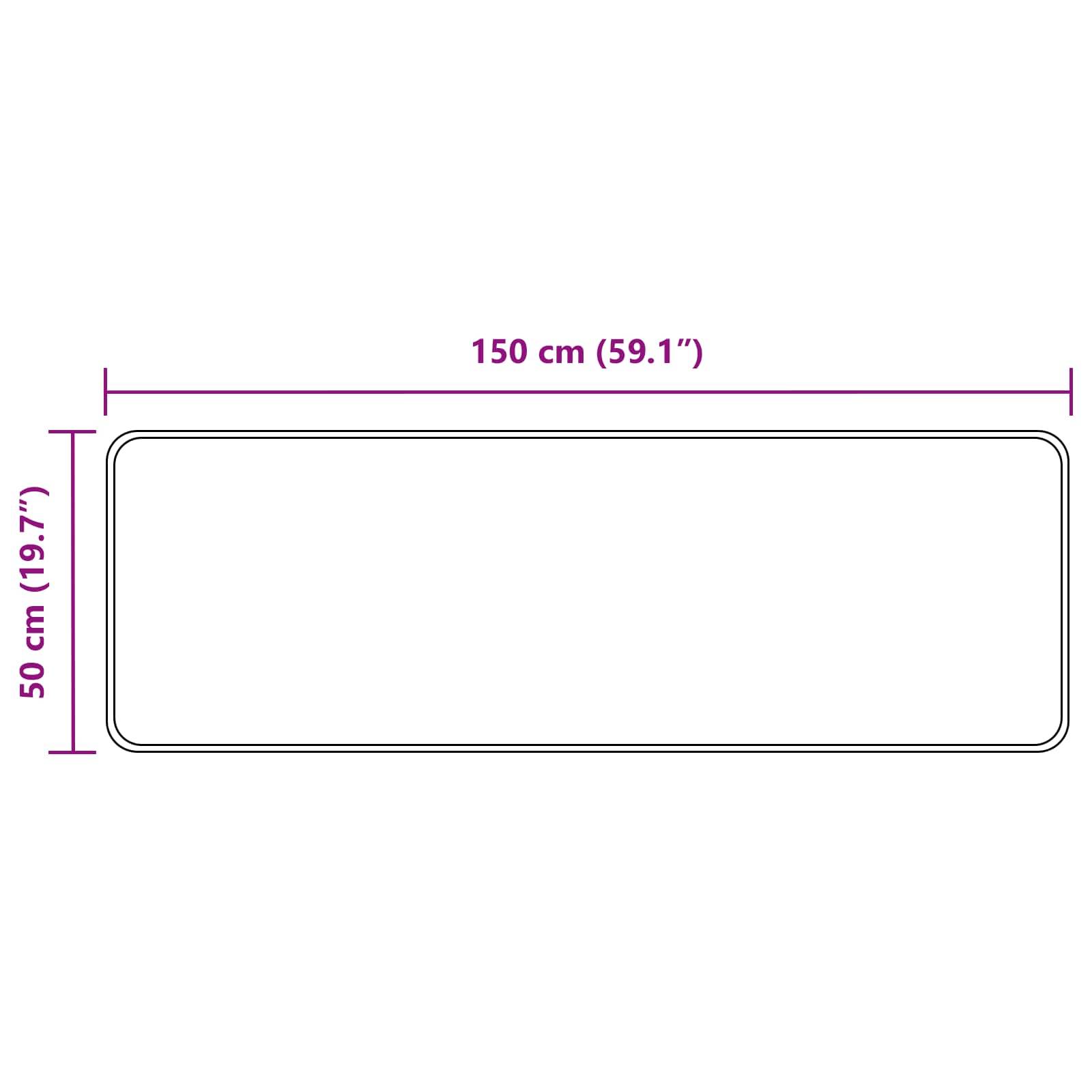 Rechteck mit abgerundeten Ecken. Abmessungen: 150 cm (59,1