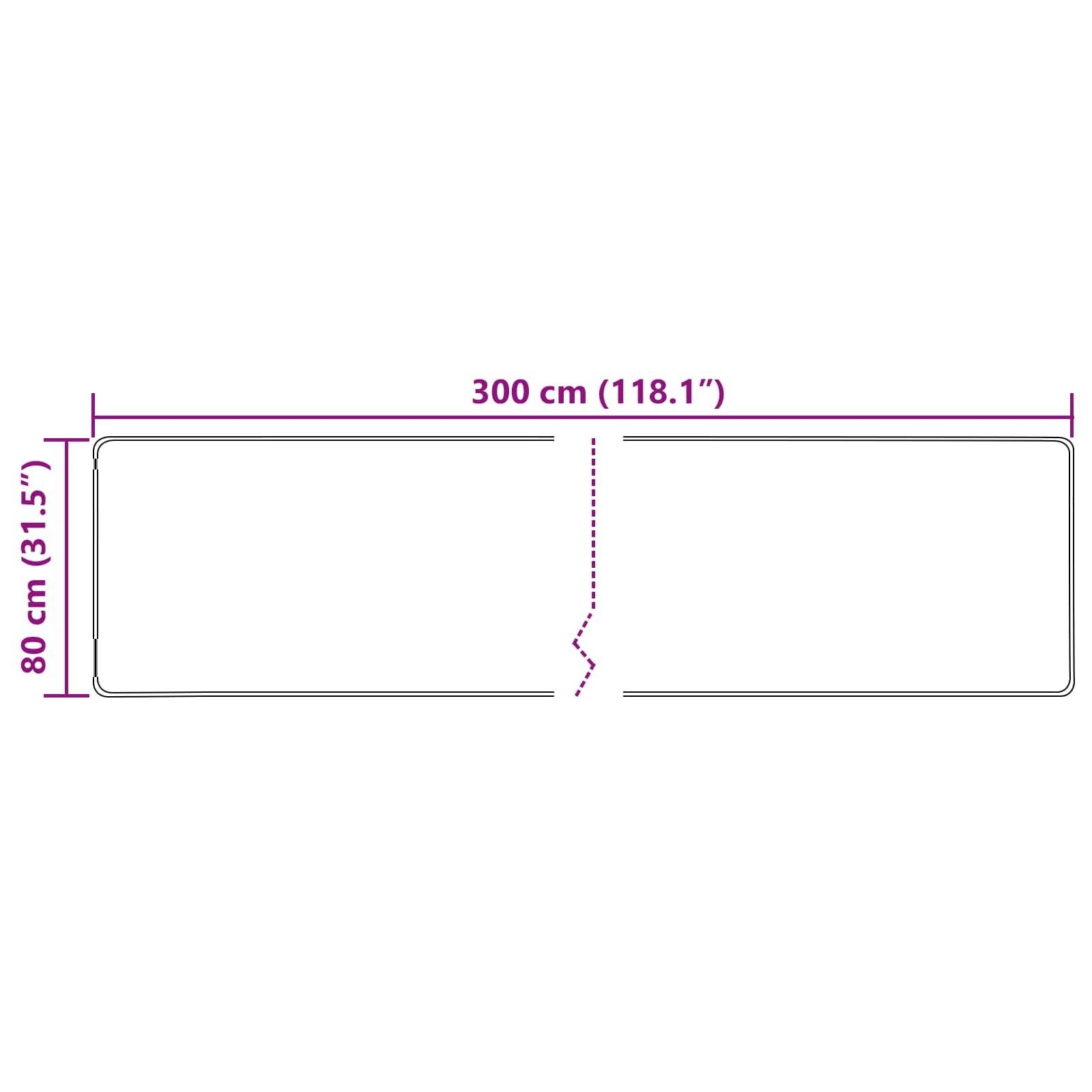 Abmessungen eines rechteckigen Objekts: 300 cm (118,1 Zoll) Länge und 80 cm (31,5 Zoll) Breite.