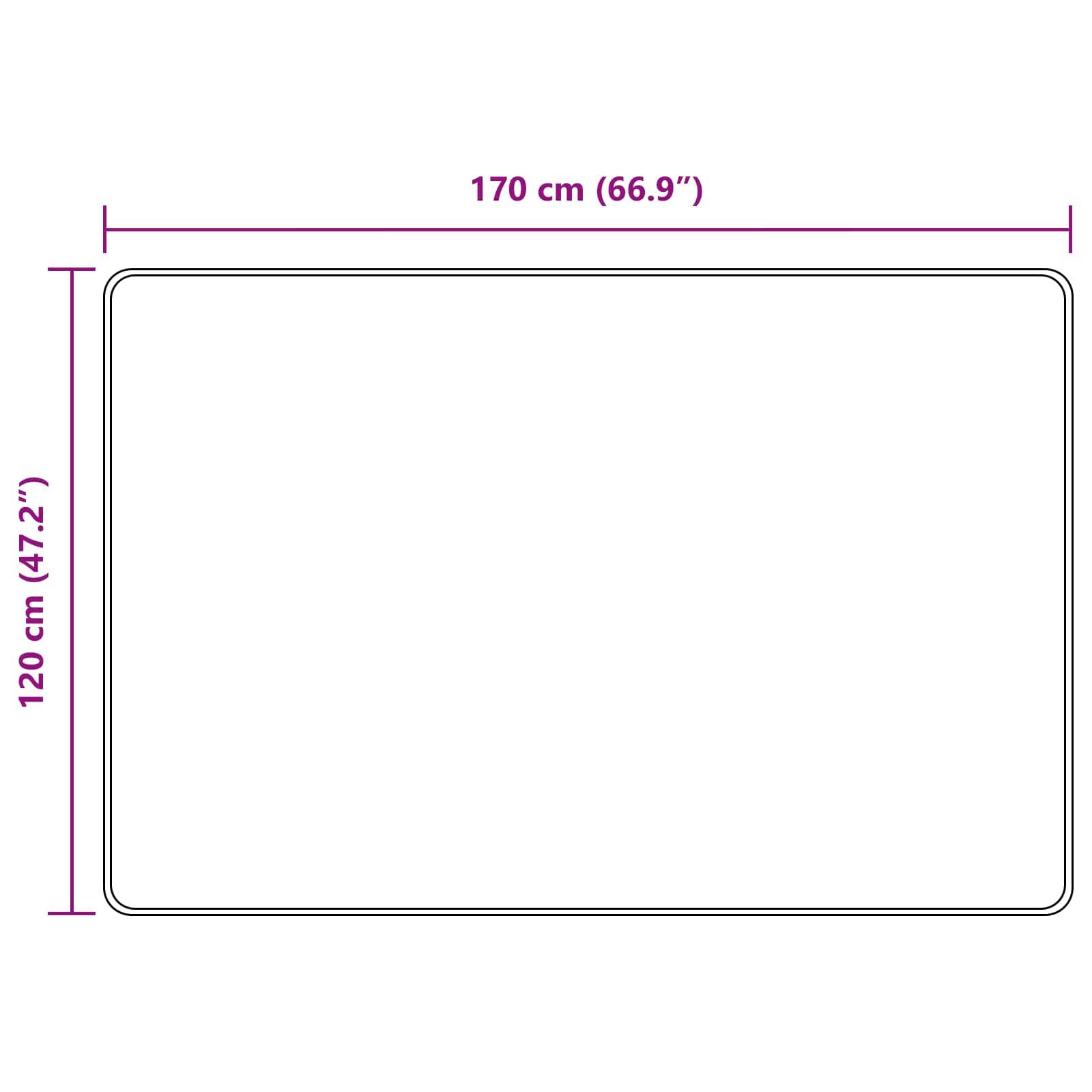 Abmessungen eines Rechtecks: Breite 170 cm (66,9 Zoll), Höhe 120 cm (47,2 Zoll), dargestellt mit beschrifteten Maßen.
