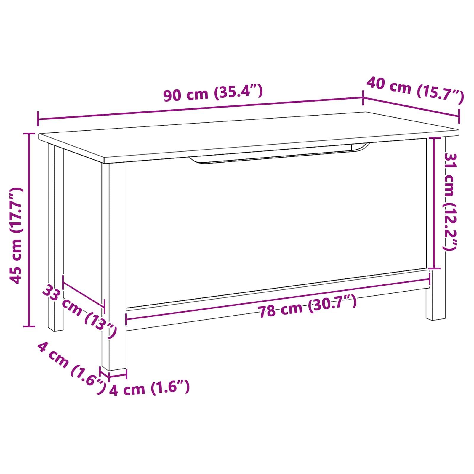 vidaXL Aufbewahrungsbox HILL Weiß und Honigbraun 90 x 40 x 45 cm