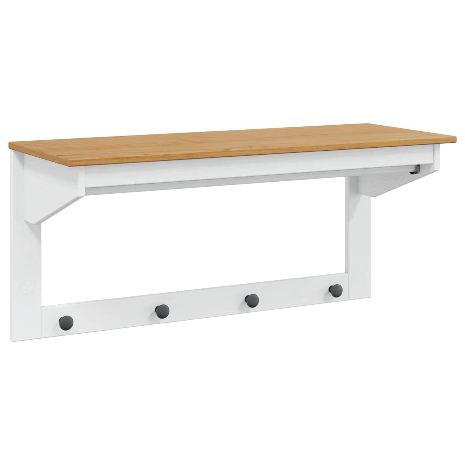 vidaXL Garderobenständer HILL Weiß und Honigbraun 90 x 35 x 41,5 cm