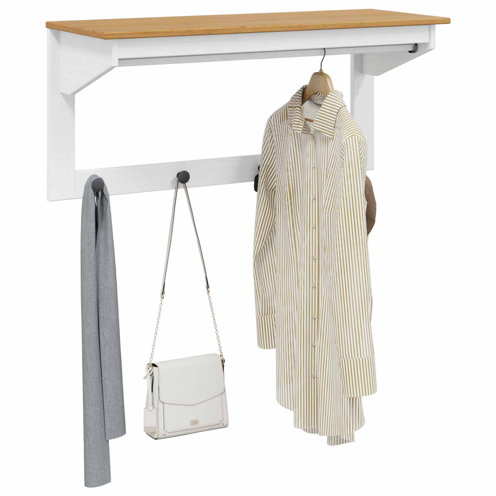 vidaXL Garderobenständer HILL Weiß und Honigbraun 90 x 35 x 41,5 cm