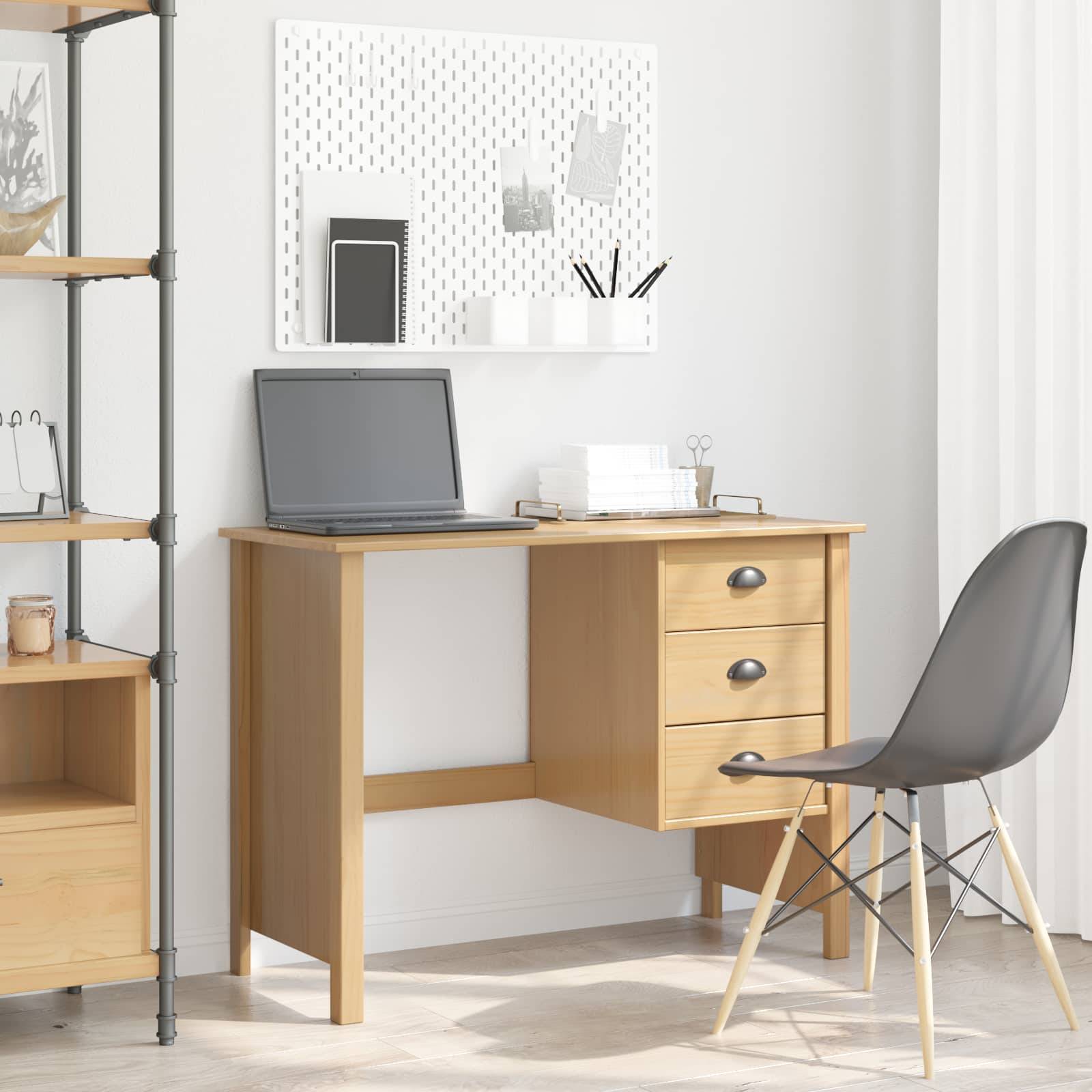 vidaXL Schreibtisch mit Schubladen HILL Honigbraun 100 x 45 x 74 cm