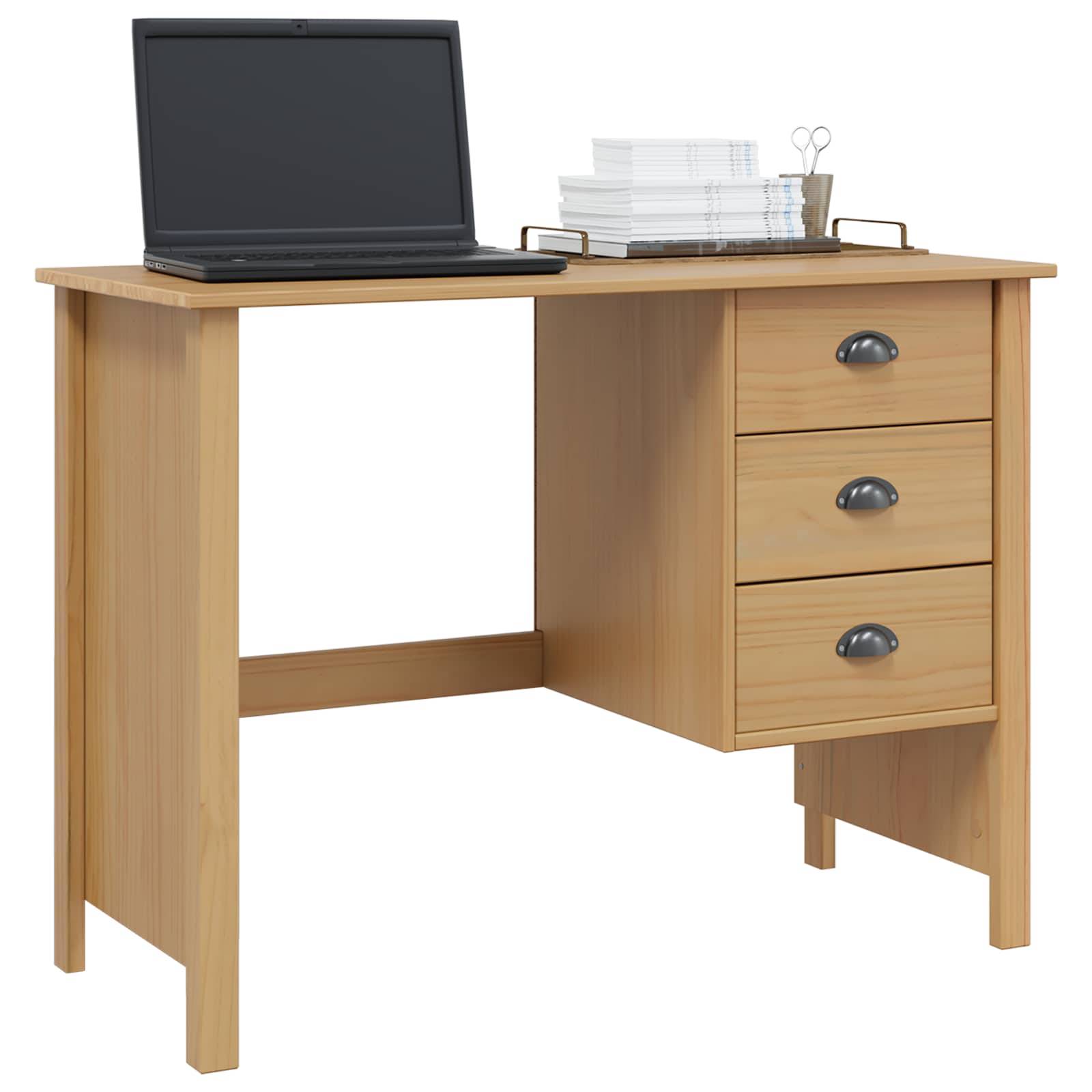 vidaXL Schreibtisch mit Schubladen HILL Honigbraun 100 x 45 x 74 cm