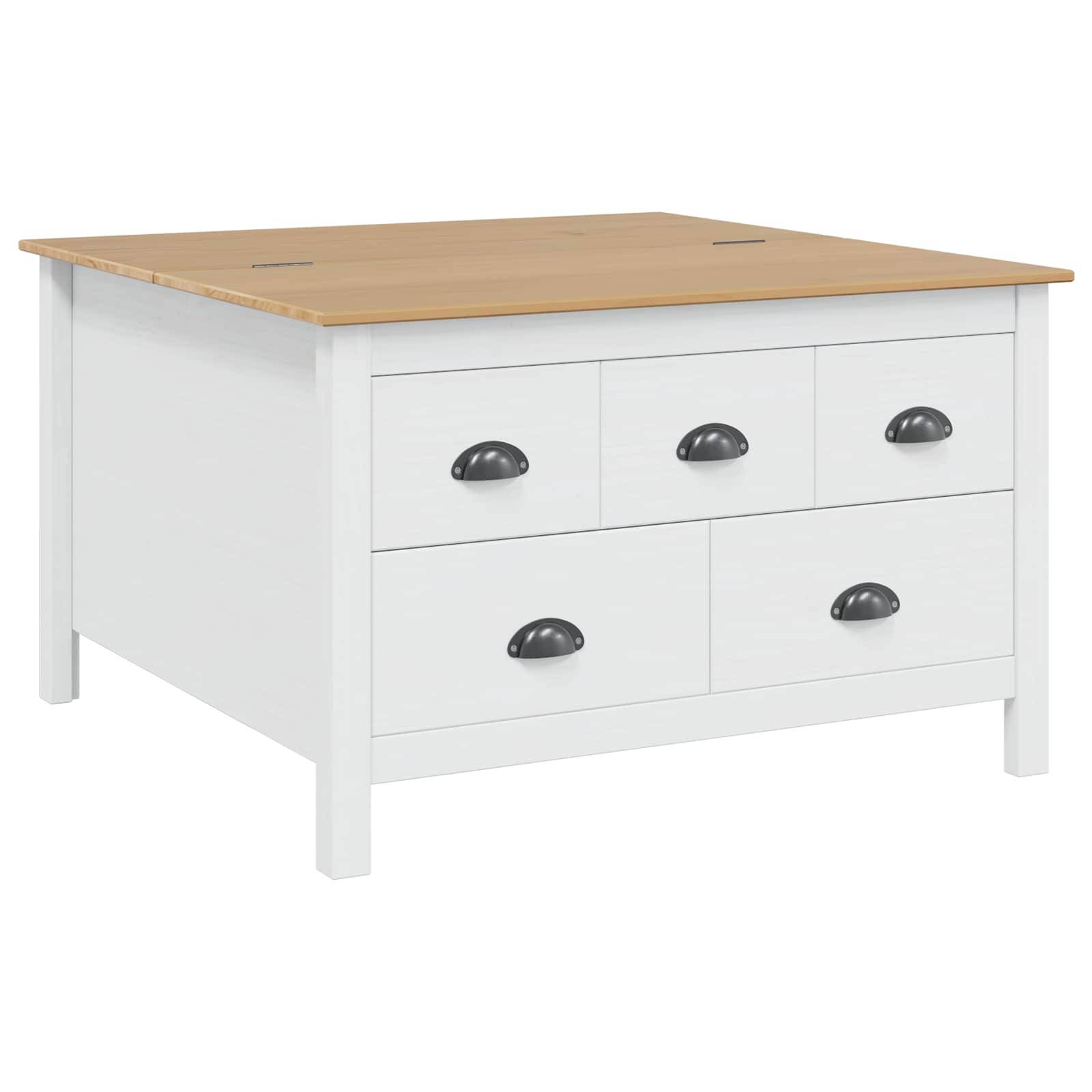 vidaXL Couchtisch HILL Weiß und Honigbraun 79,5 x 79,5 x 49 cm
