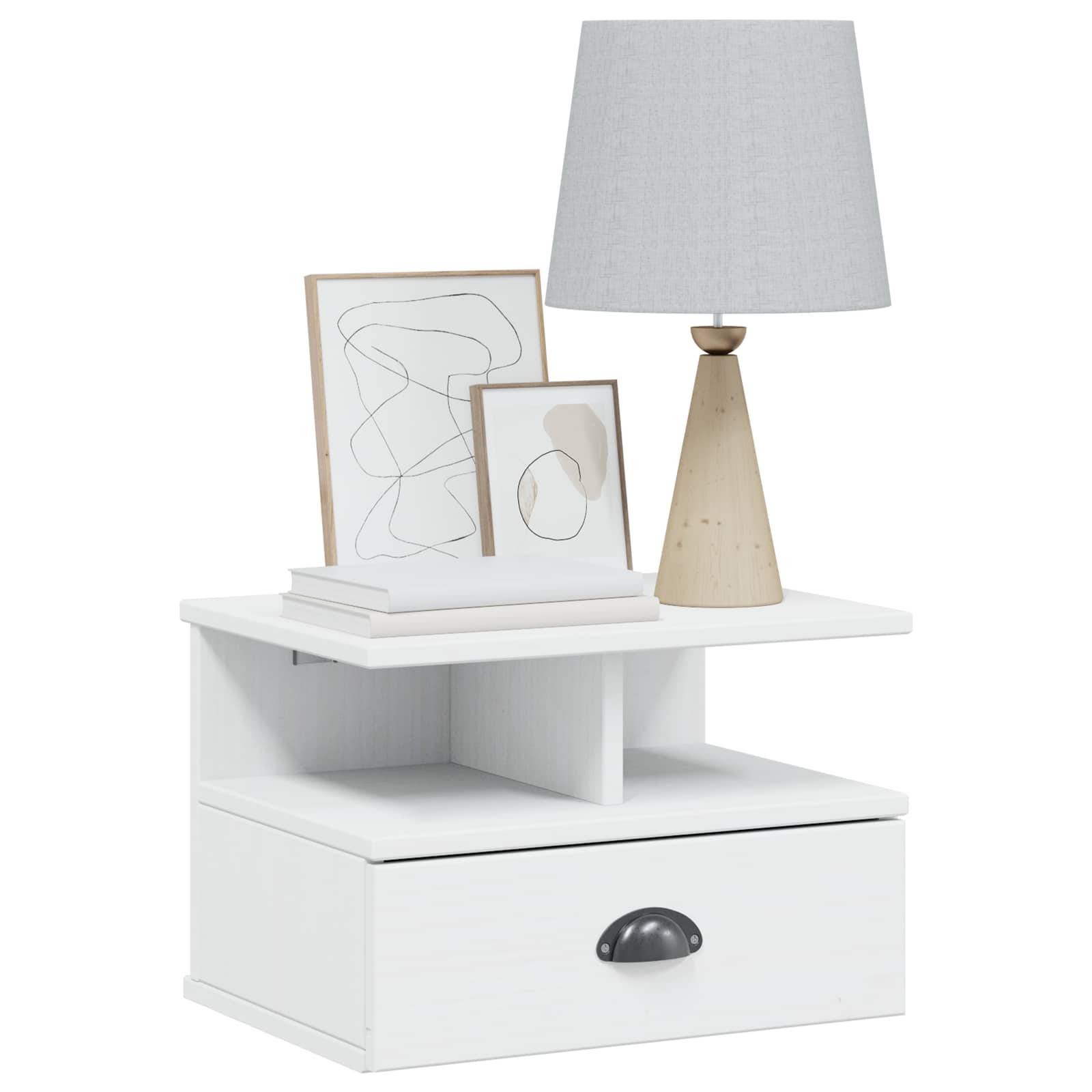 vidaXL Nachttisch HILL Weiß 40 x 31 x 27 cm Massives Kiefernholz