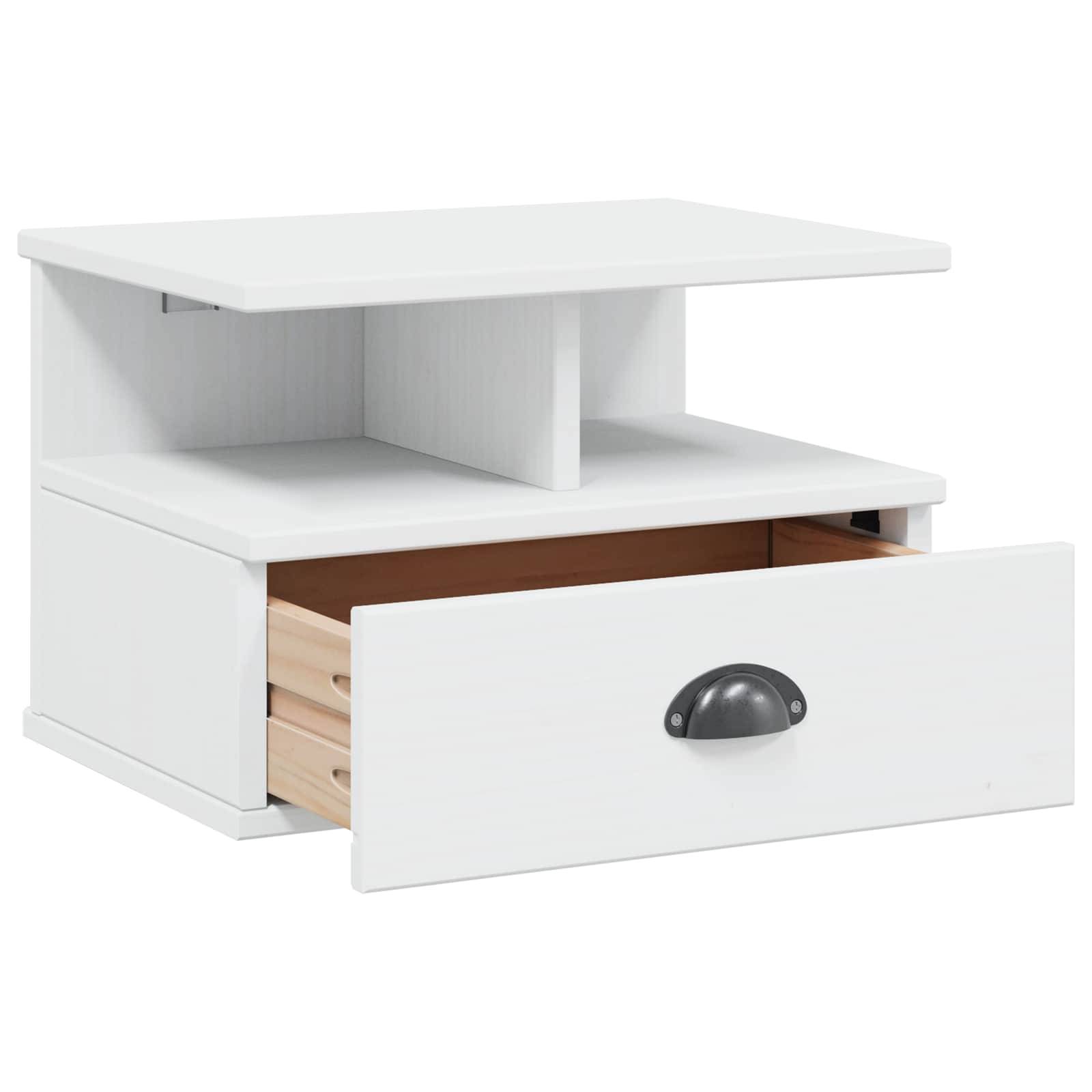 vidaXL Nachttisch HILL Weiß 40 x 31 x 27 cm Massives Kiefernholz