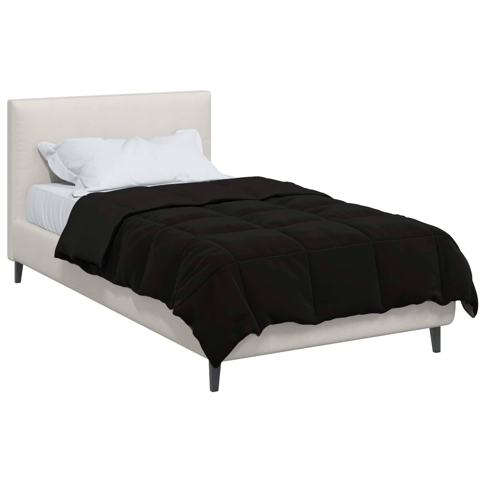 vidaXL Sommerdecke Gepolstert Schwarz 155 x 200 cm Mikrofaser
