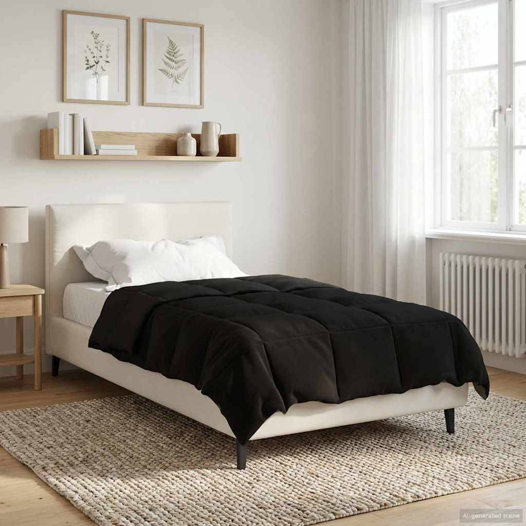 vidaXL Sommerdecke Gepolstert Schwarz 140 x 200 cm Mikrofaser