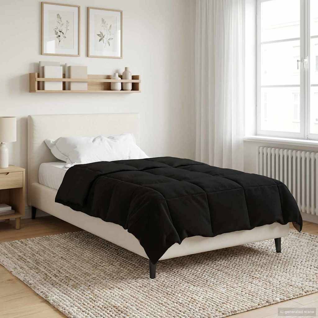 vidaXL Sommerdecke Gepolstert Schwarz 155 x 200 cm Mikrofaser