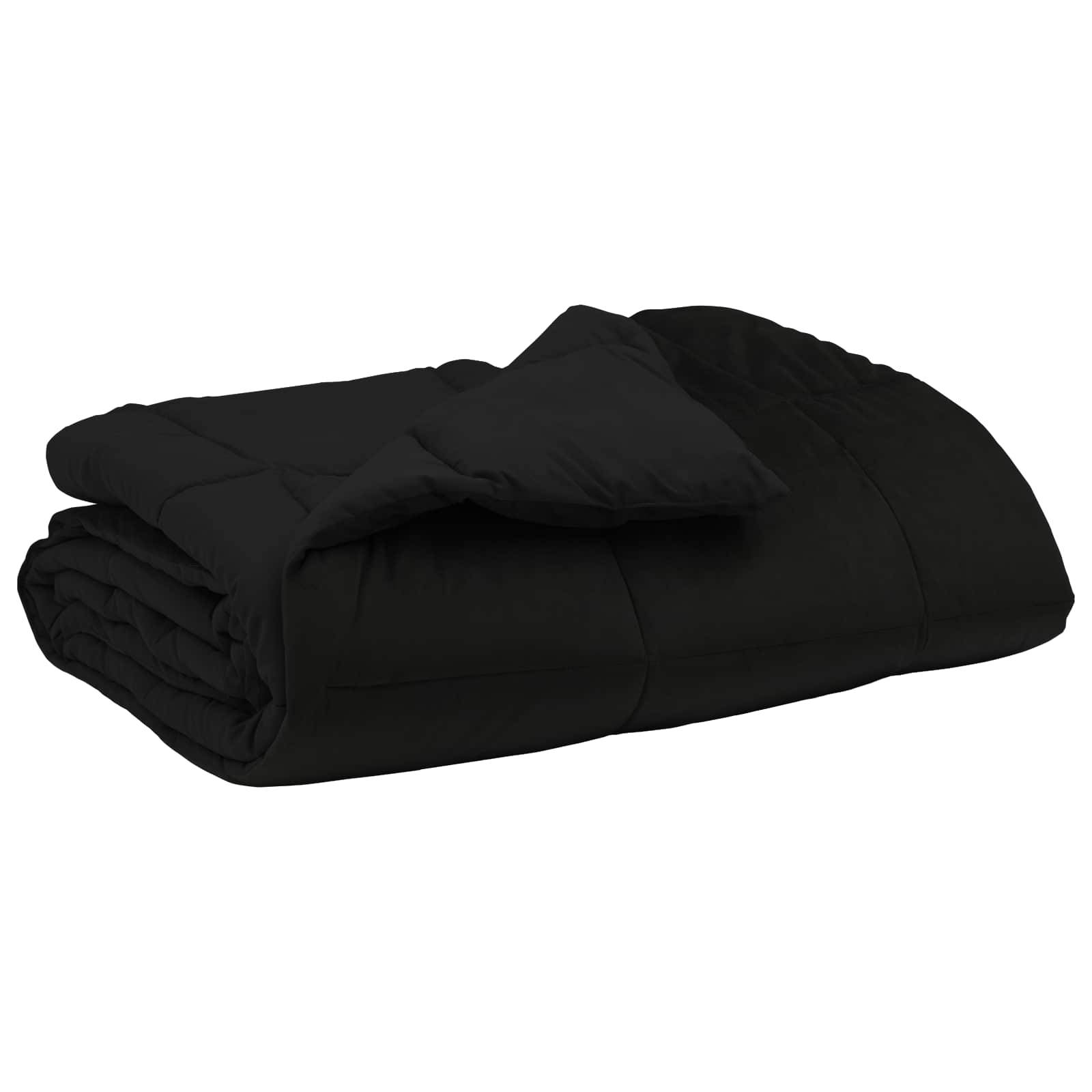 vidaXL Sommerdecke Gepolstert Schwarz 155 x 200 cm Mikrofaser