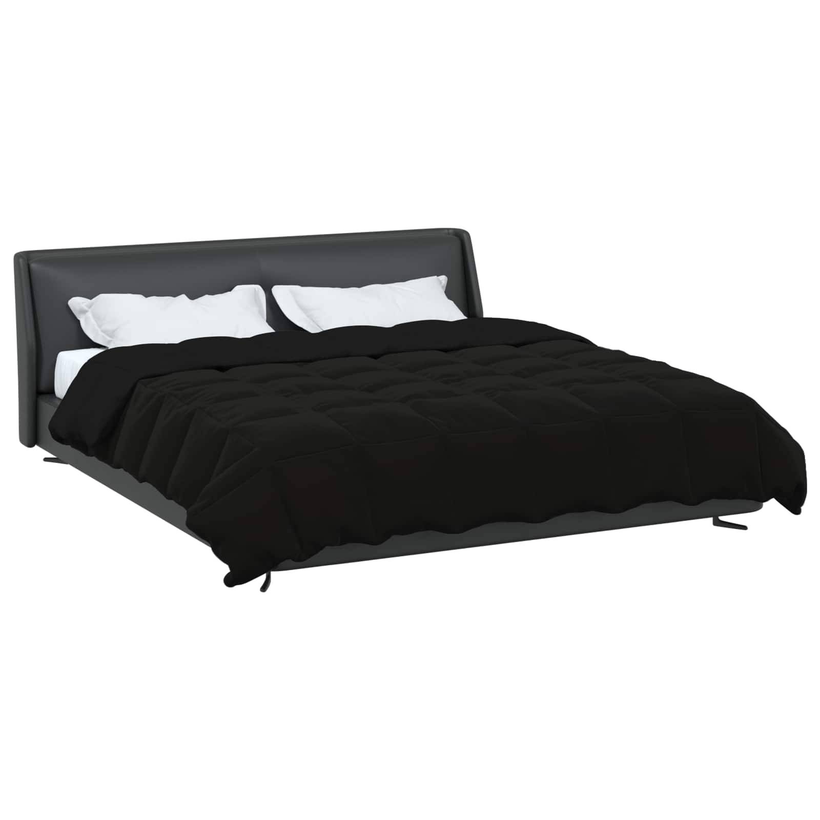 vidaXL Winterbettdecke Gepolstert Schwarz 220 x 260 cm Mikrofaser