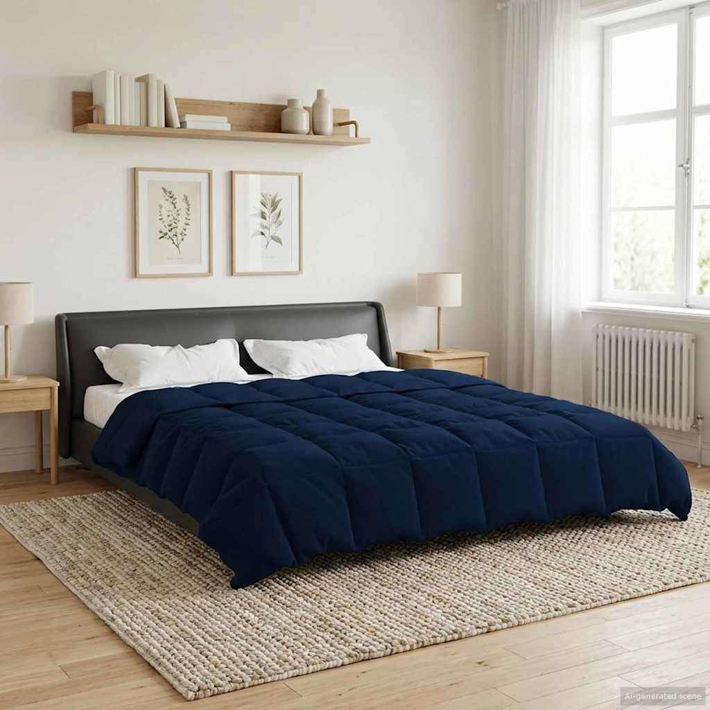 vidaXL Sommerdecke Gepolstert Dunkelblau 200 x 200 cm Mikrofaser