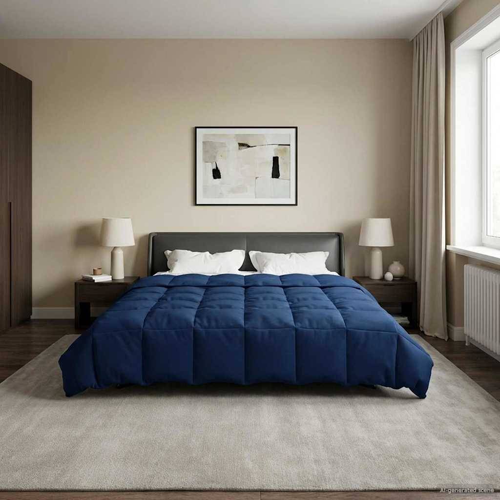 vidaXL Sommerdecke Gepolstert Dunkelblau 200 x 200 cm Mikrofaser