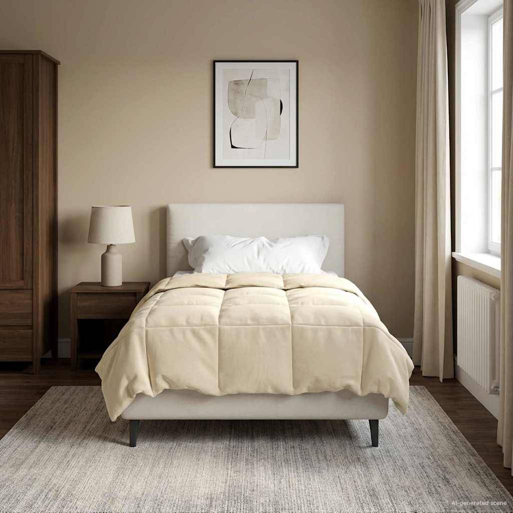 vidaXL Sommerdecke Gepolstert Creme 155 x 220 cm Mikrofaser