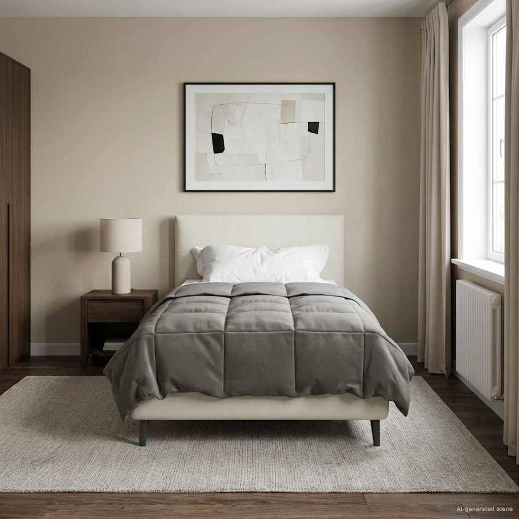 vidaXL Ganzjahresbettdecke Gepolstert Hellgrau 155 x 200 cm Mikrofaser