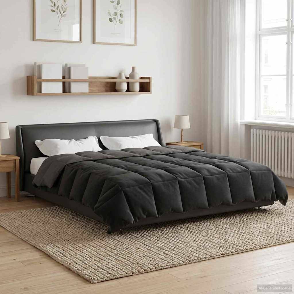 vidaXL Ganzjahresbettdecke Gepolstert Hellgrau 200 x 240 cm Mikrofaser