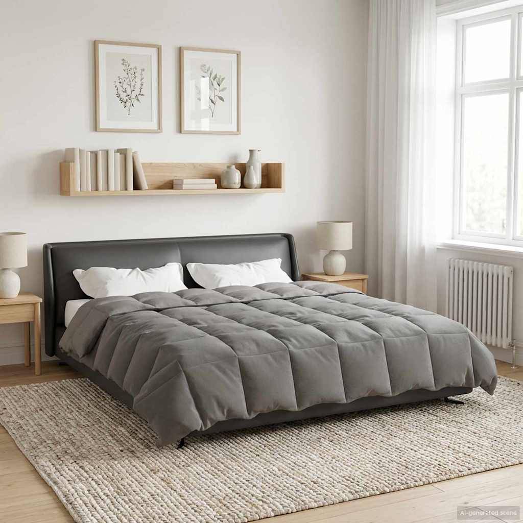 vidaXL Ganzjahresbettdecke Gepolstert Hellgrau 240 x 260 cm Mikrofaser